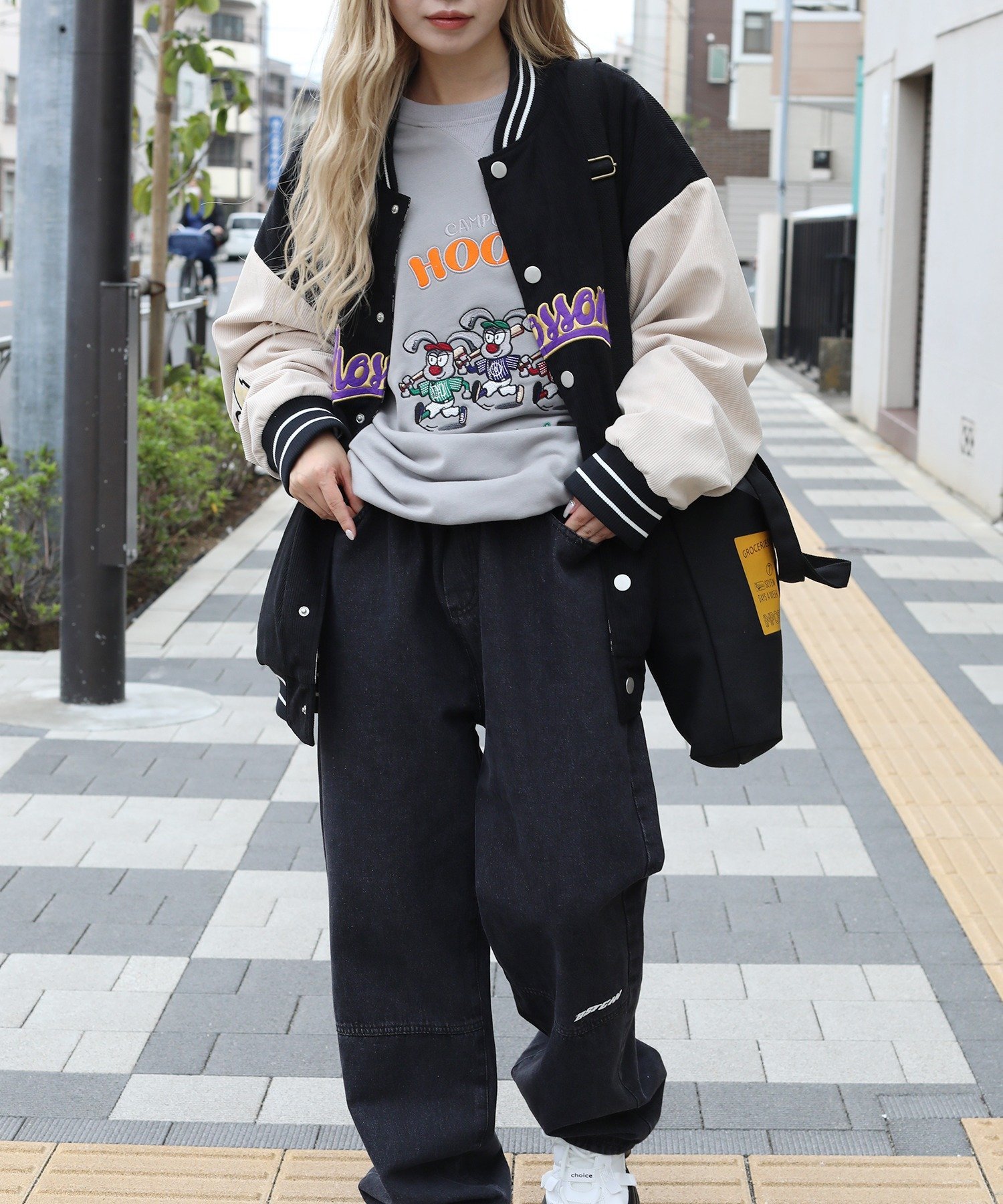 aimoha｜HOOK -original-/リバーシブルチェックワッペン刺繍スタジャン