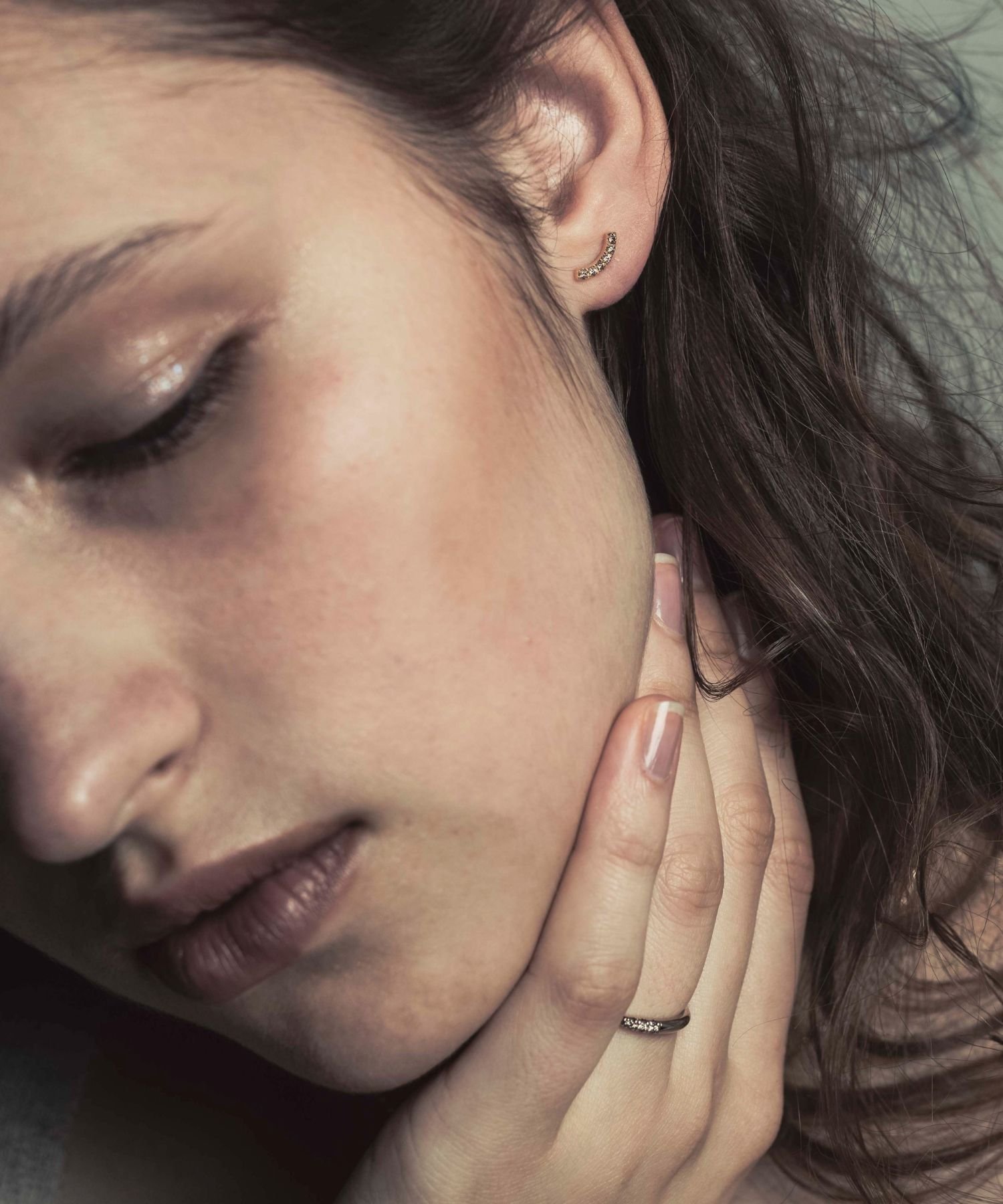 ete｜K18YG ピース ブラウンダイヤモンド アーチ ピアス | Rakuten