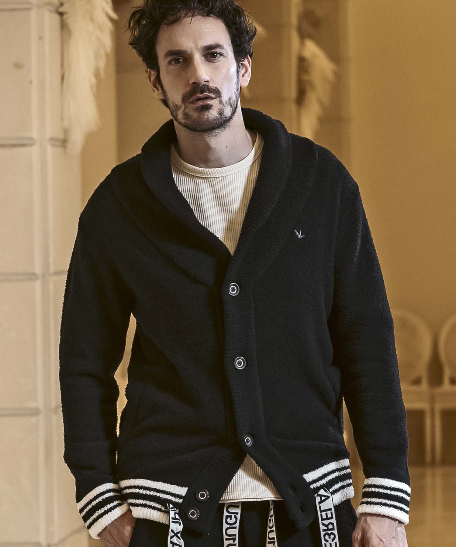 SHIFFON｜(M)1PIU1UGUALE3 RELAX/USK-24041 裾ラインショールカラー