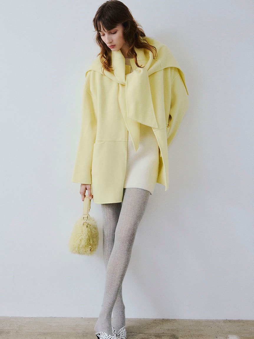 FRAY I.D｜マフラー付ノーカラーリバーミドルコート | Rakuten Fashion