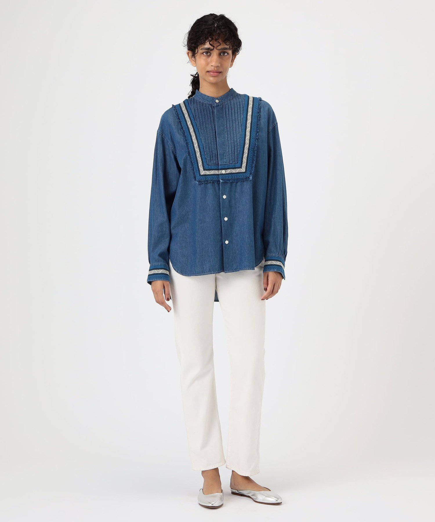 TOMORROWLAND｜ラインエンブロイダリー ピンタックシャツ | Rakuten