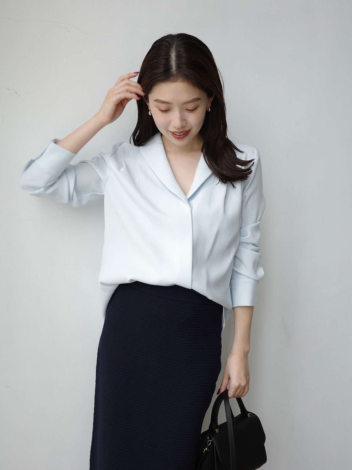 anuans｜ダブルサテンショールカラーブラウス | Rakuten Fashion(楽天