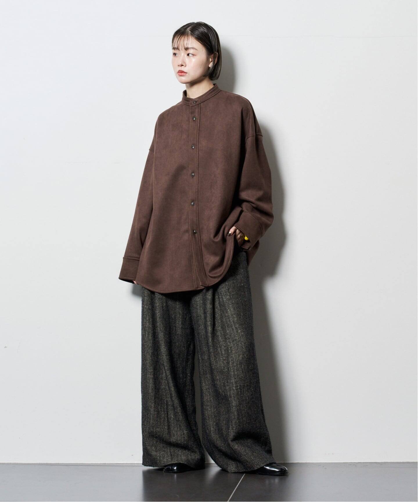 CITYSHOP｜FAUX SUEDE BAND CALLOR シャツ | Rakuten Fashion(楽天