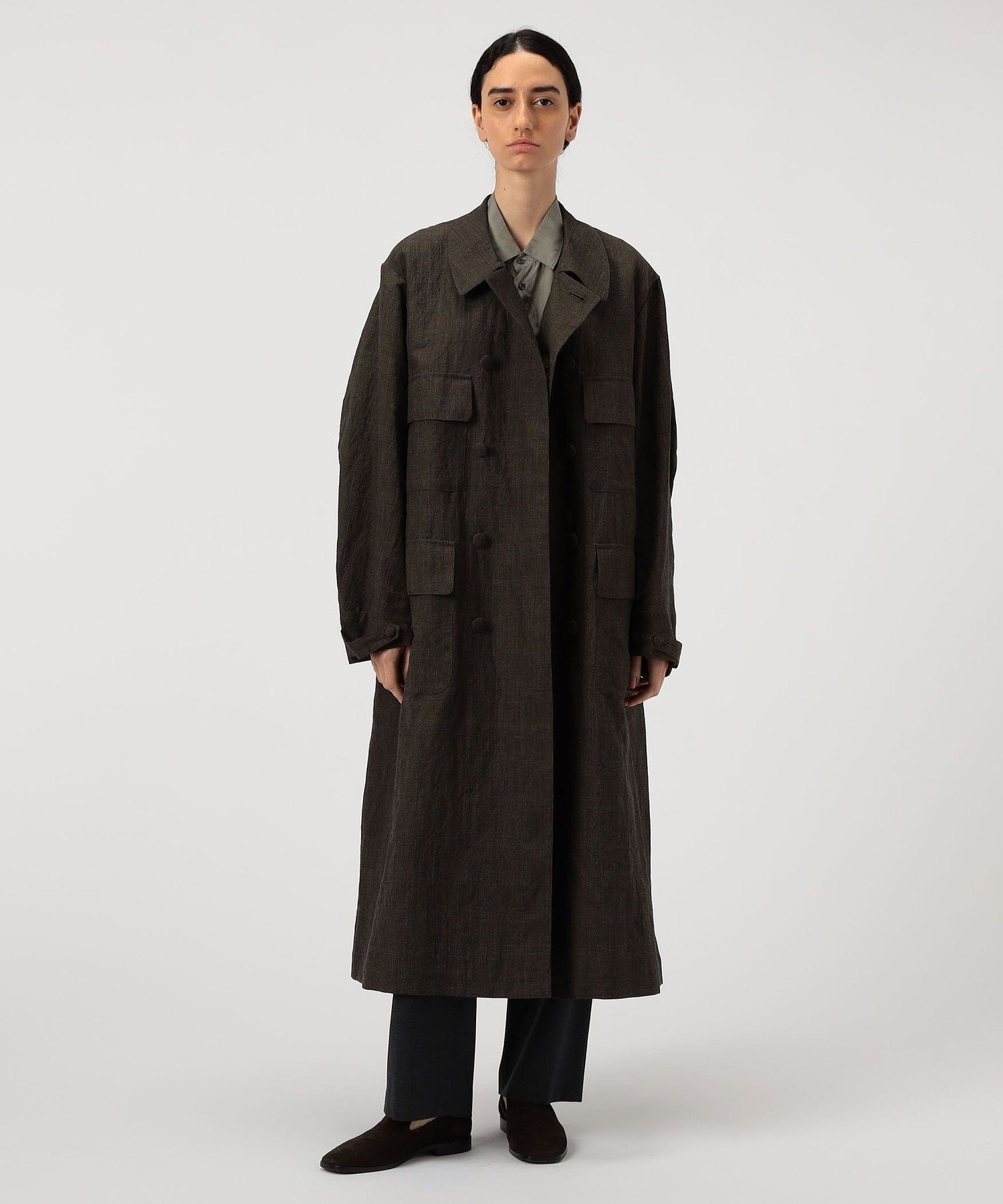 TOMORROWLAND｜HAVERSACK ウールリネングレンチェック アトリエコート