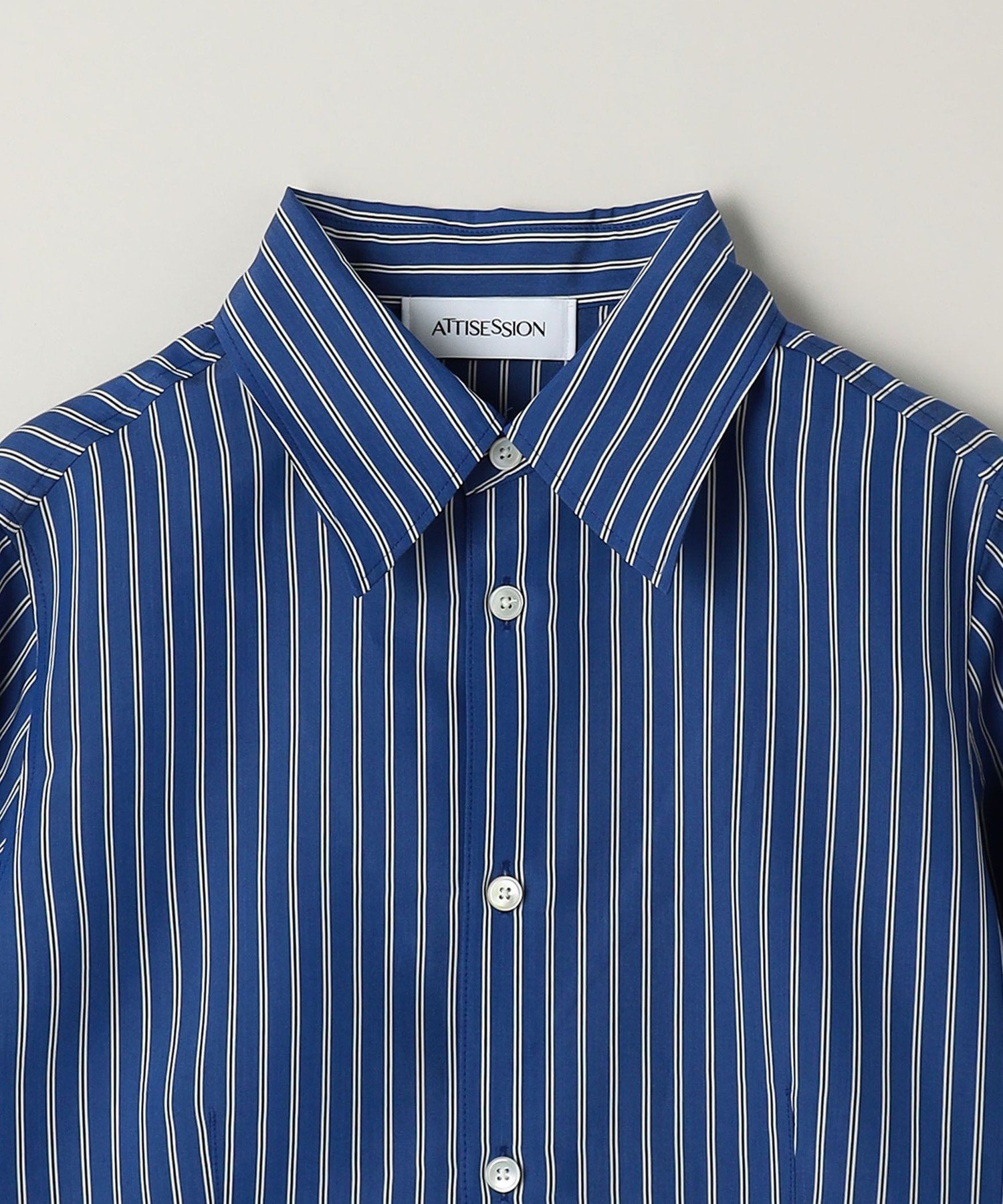 即日発送可＜ATTISESSION＞コットン ストライプ スリム シャツ ATTISESSION＞コットン ストライプ スリム シャツ