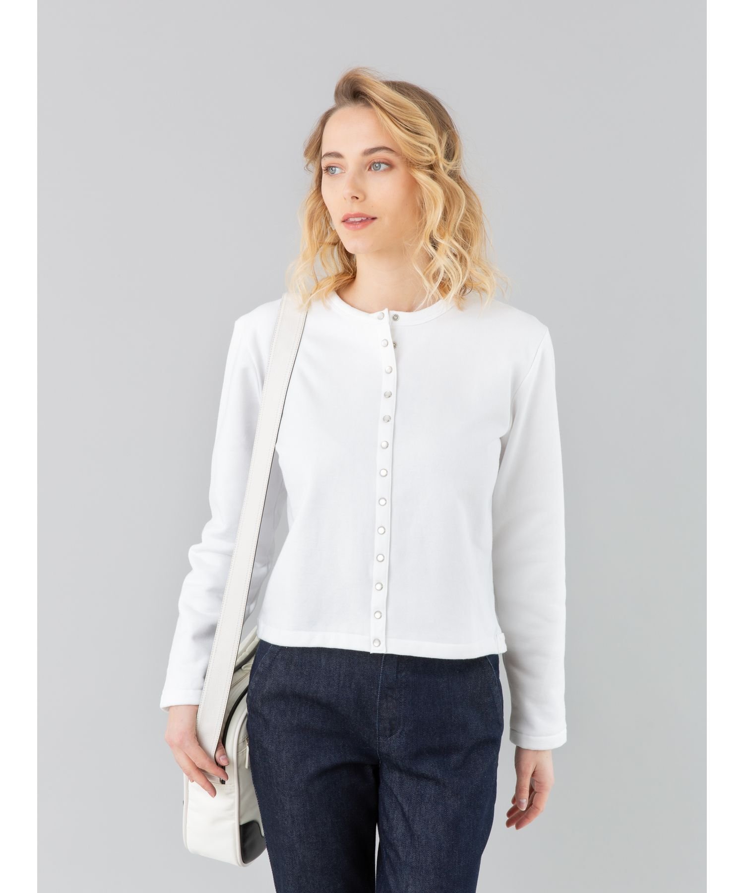 agnes b.｜コットン メルトン 長袖 カーディガンプレッション 