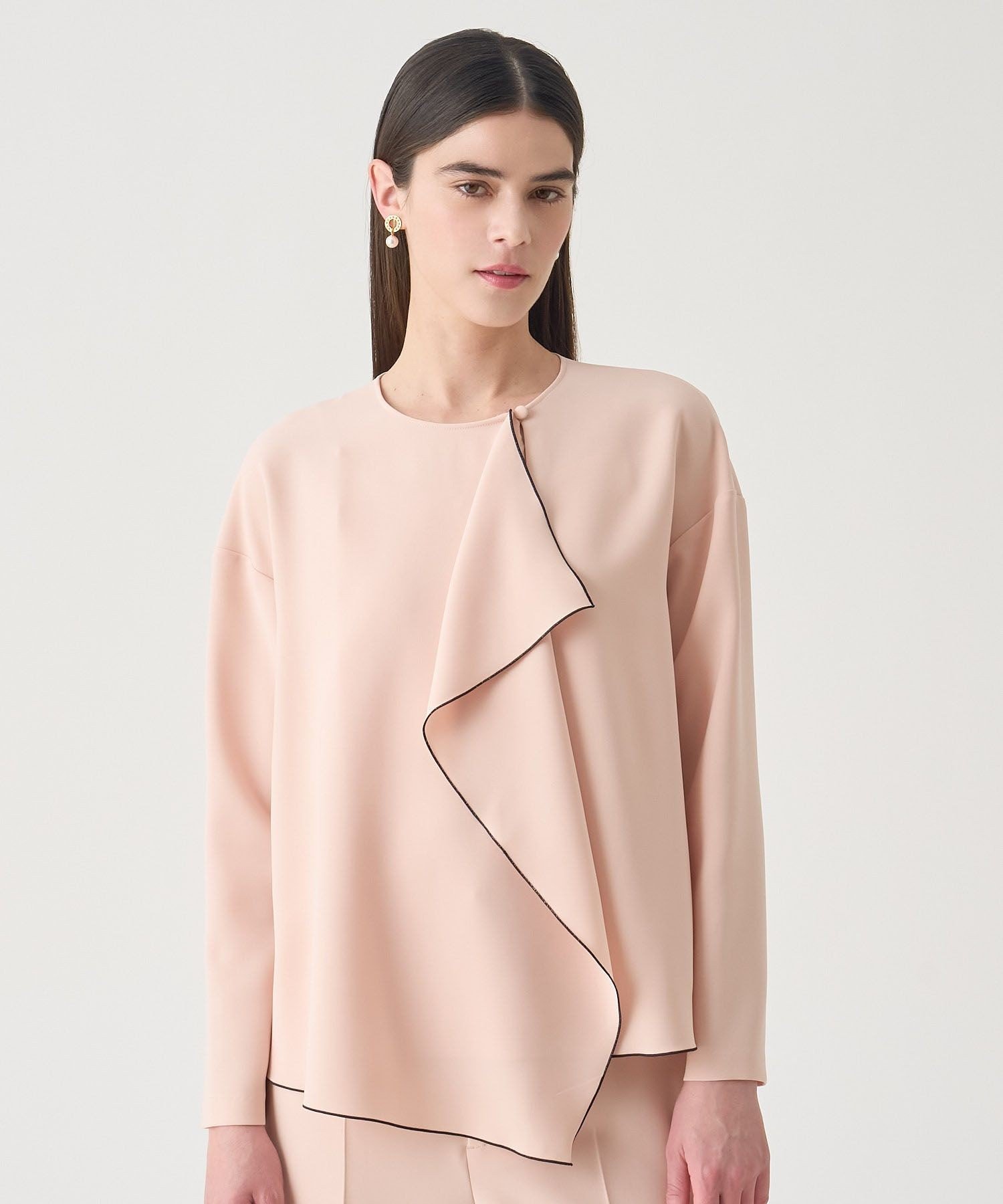 ANAYI｜【Eternal Line 2026】ストレッチクロス配色ボウタイ ブラウス