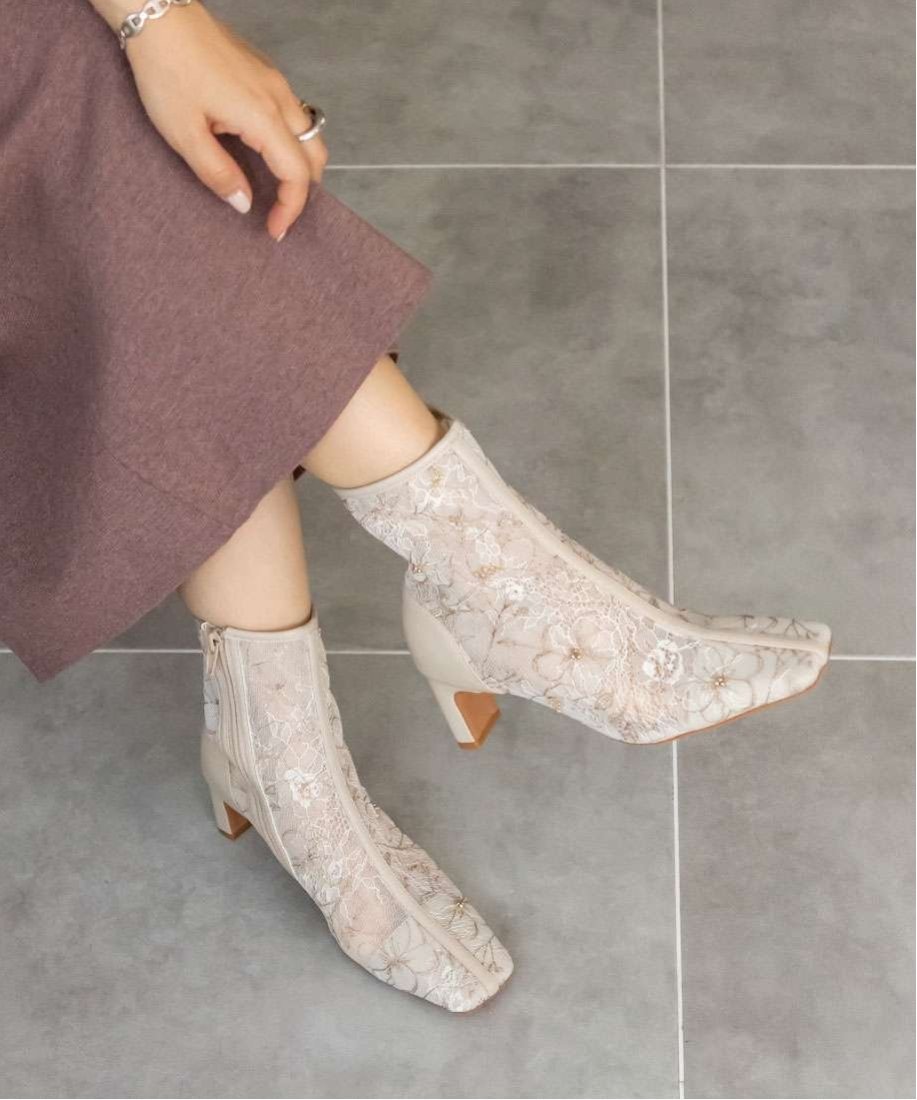 RANDA｜フラワー刺繍ショートブーツ | Rakuten Fashion(楽天