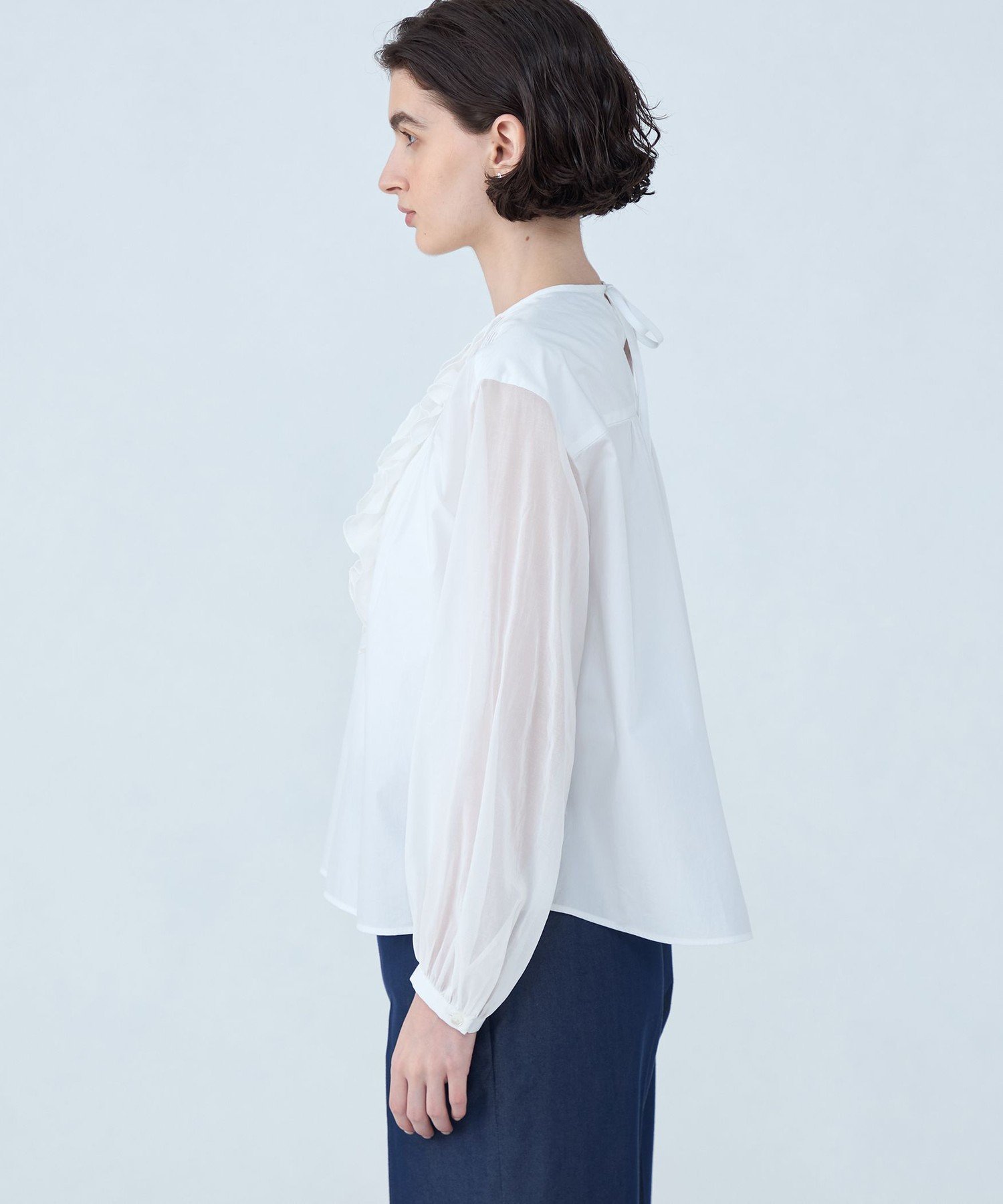 TOMORROWLAND｜ホワイトコンビネーション ラッフルブラウス | Rakuten