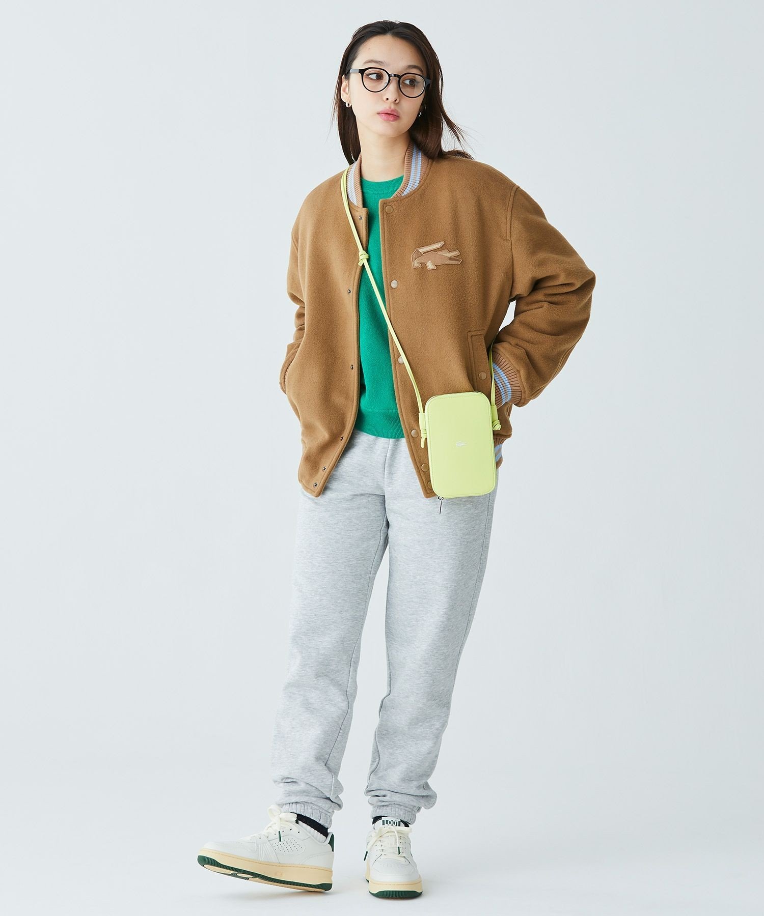 LACOSTE｜裏地キルティング ウールバーシティジャケット / スタジャン