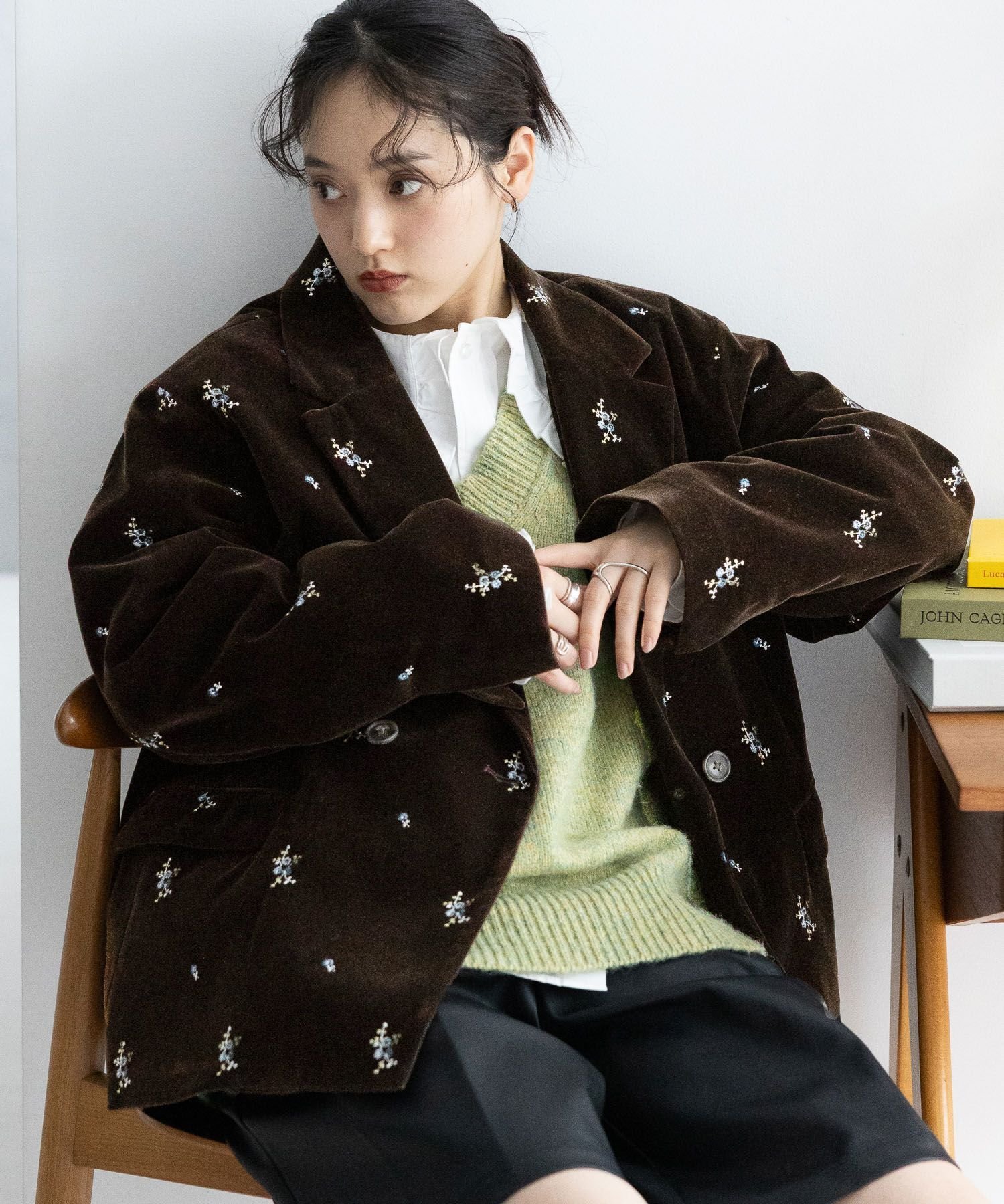 RAGEBLUE｜フラワー刺繍/ベロアテーラードジャケット | Rakuten