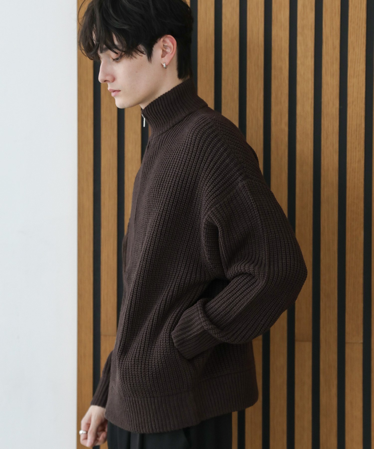 THE CASUAL｜ビッグシルエット畦編みショート丈ドライバーズニット