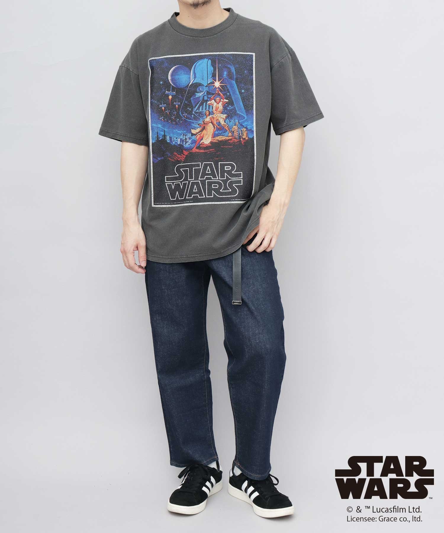 A.M.S.｜STAR WARS スター・ウォーズ Tシャツ 半袖 古着風 クラック