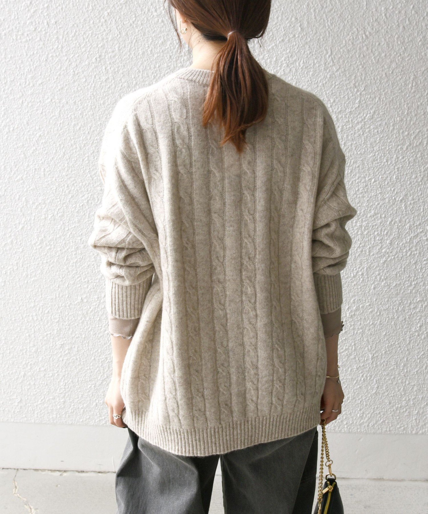 SHIPS any: ヤク ケーブルクルーネックニット カーディガン SHIPS any 〈手洗い可能〉ヤク ケーブル クルーネック ニット