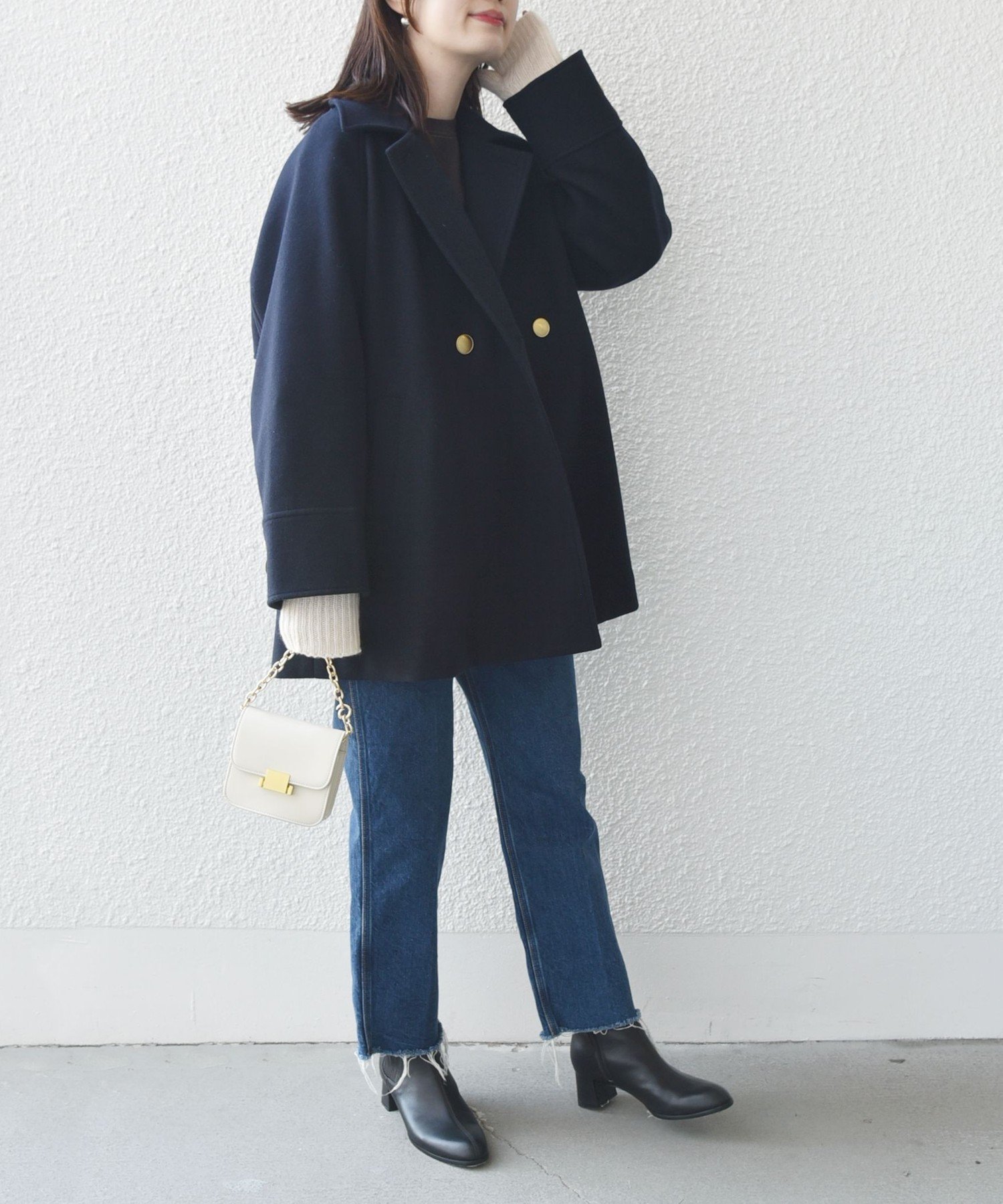 良品 SHIPS ウール ライク ジャージー メルトン 2WAY Pコート SHIPS｜【WEB限定】<手洗い可能>ウール ライク ジャージー メルトン