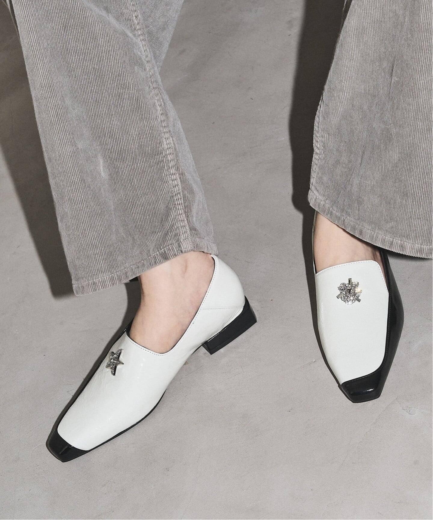 LE TALON｜GRISEレザーナロースクエアモチーフローファー | Rakuten