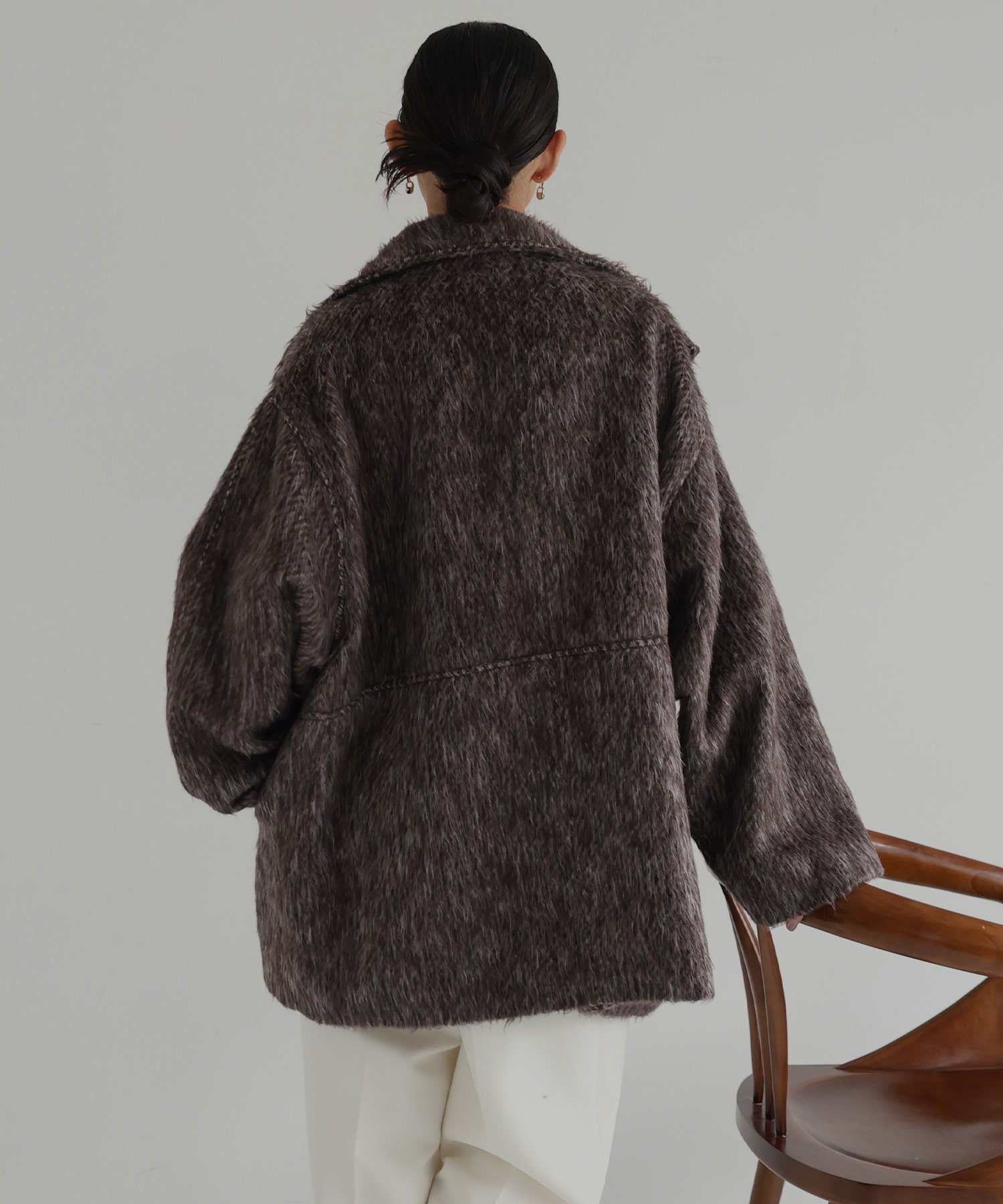 hellam｜シャギースタンドカラーコート | Rakuten Fashion(楽天