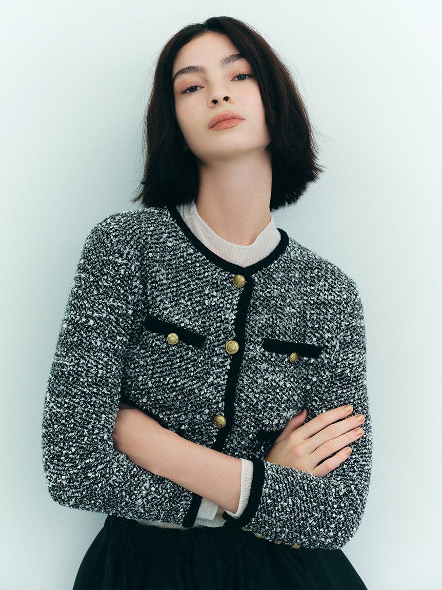 FRAY I.D｜ミックスツイードニットカーディガン | Rakuten Fashion