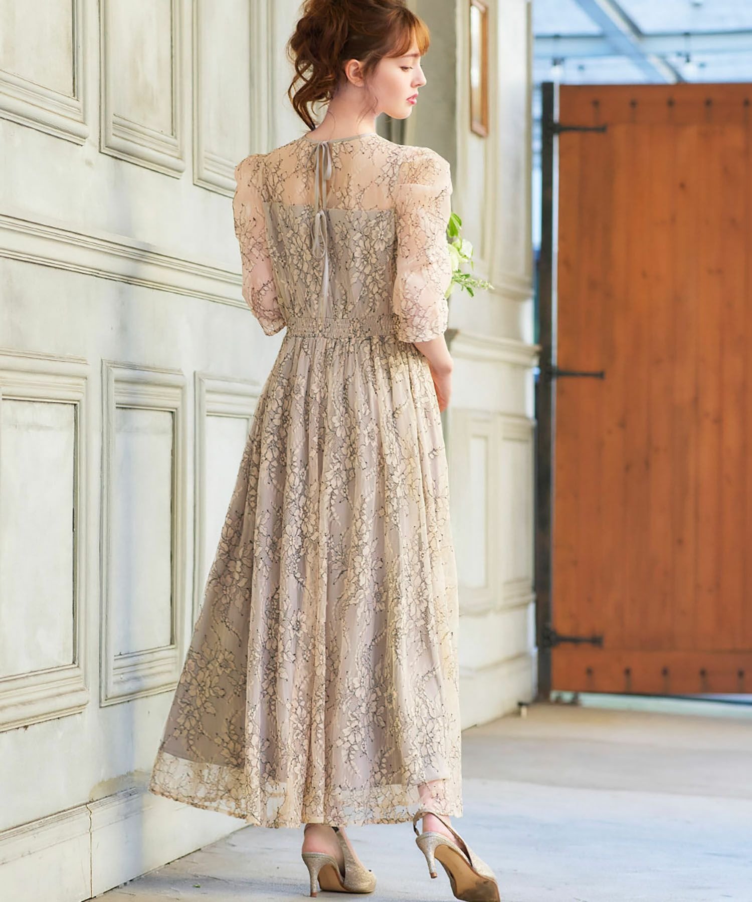 RIVER FIELD & Co.｜パフスリーブ総レースフレアロング丈 結婚式