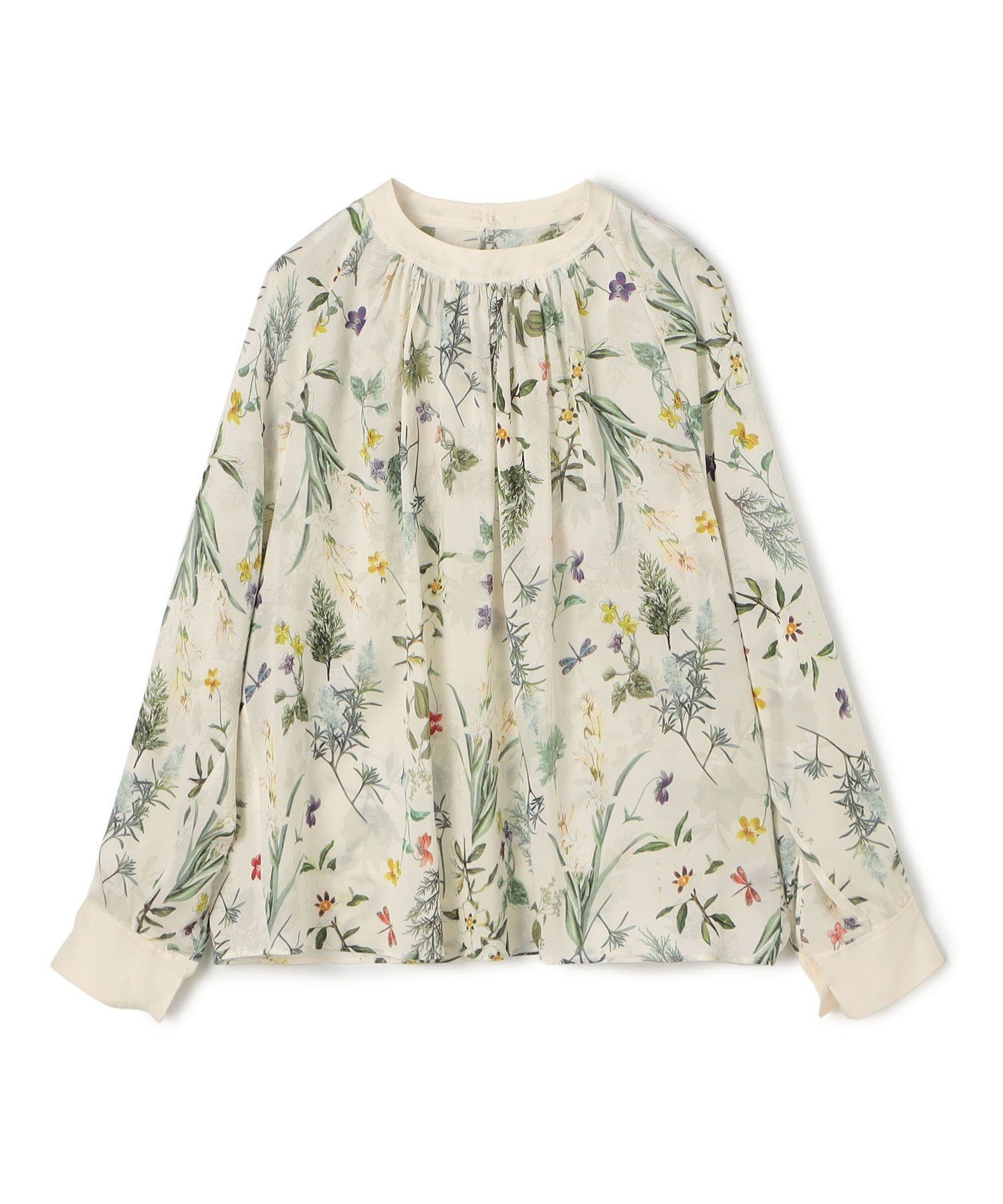 TOMORROWLAND｜アネモネプリント ギャザースタンドカラーブラウス