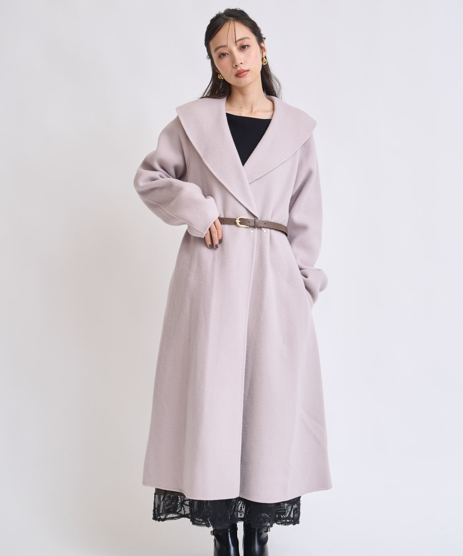 NOELA｜ベルト付きショールカラーウールリバーコート | Rakuten