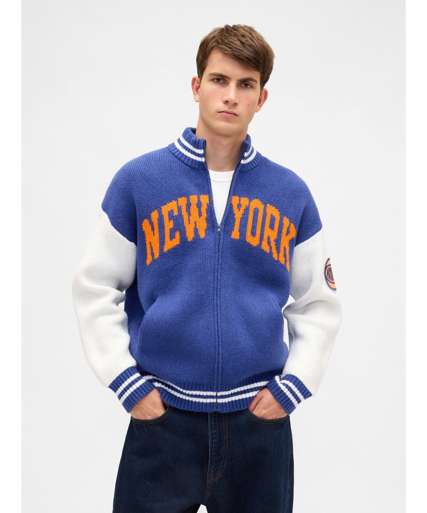 GAP｜(U)CashSoft カシミヤタッチ NBA New York Kicks ロゴ ジップ