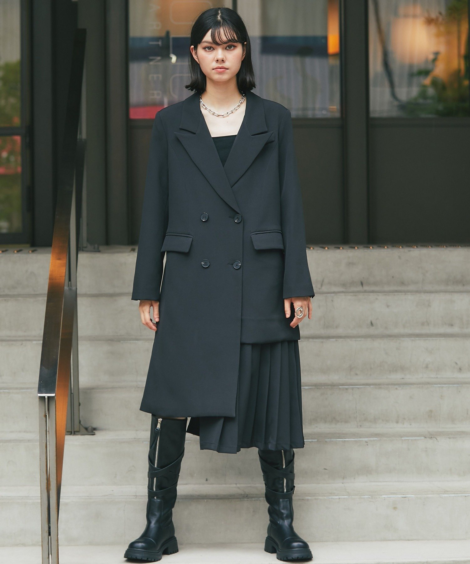 SMILE ORCHID｜左右非対称テーラードロングジャケット | Rakuten