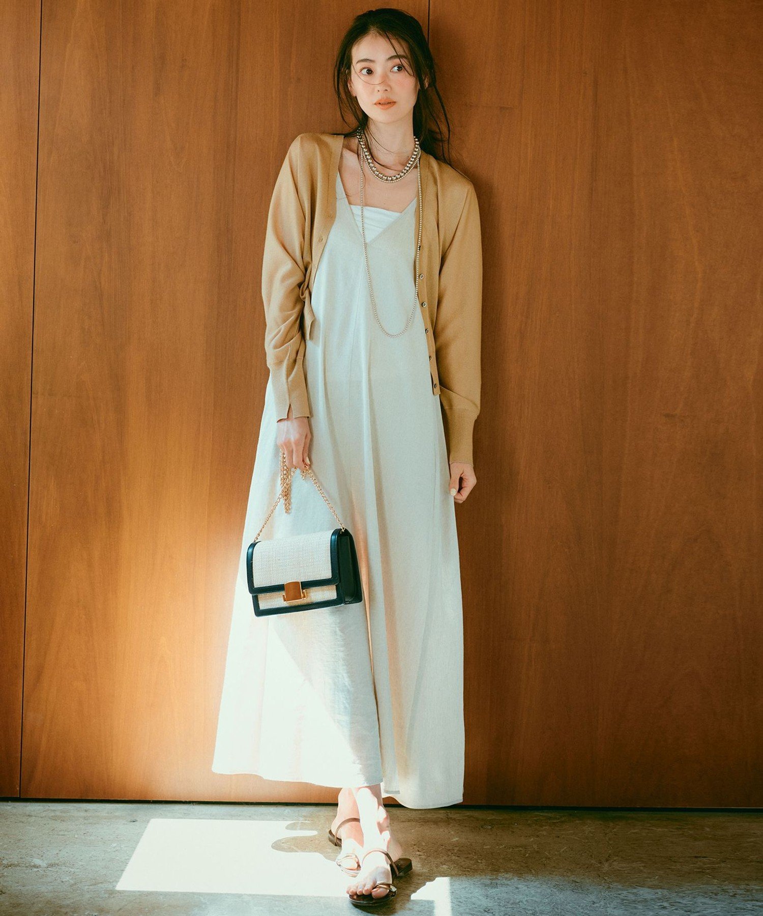 23区｜【洗える】リネンレーヨンストレッチ キャミソール ワンピース