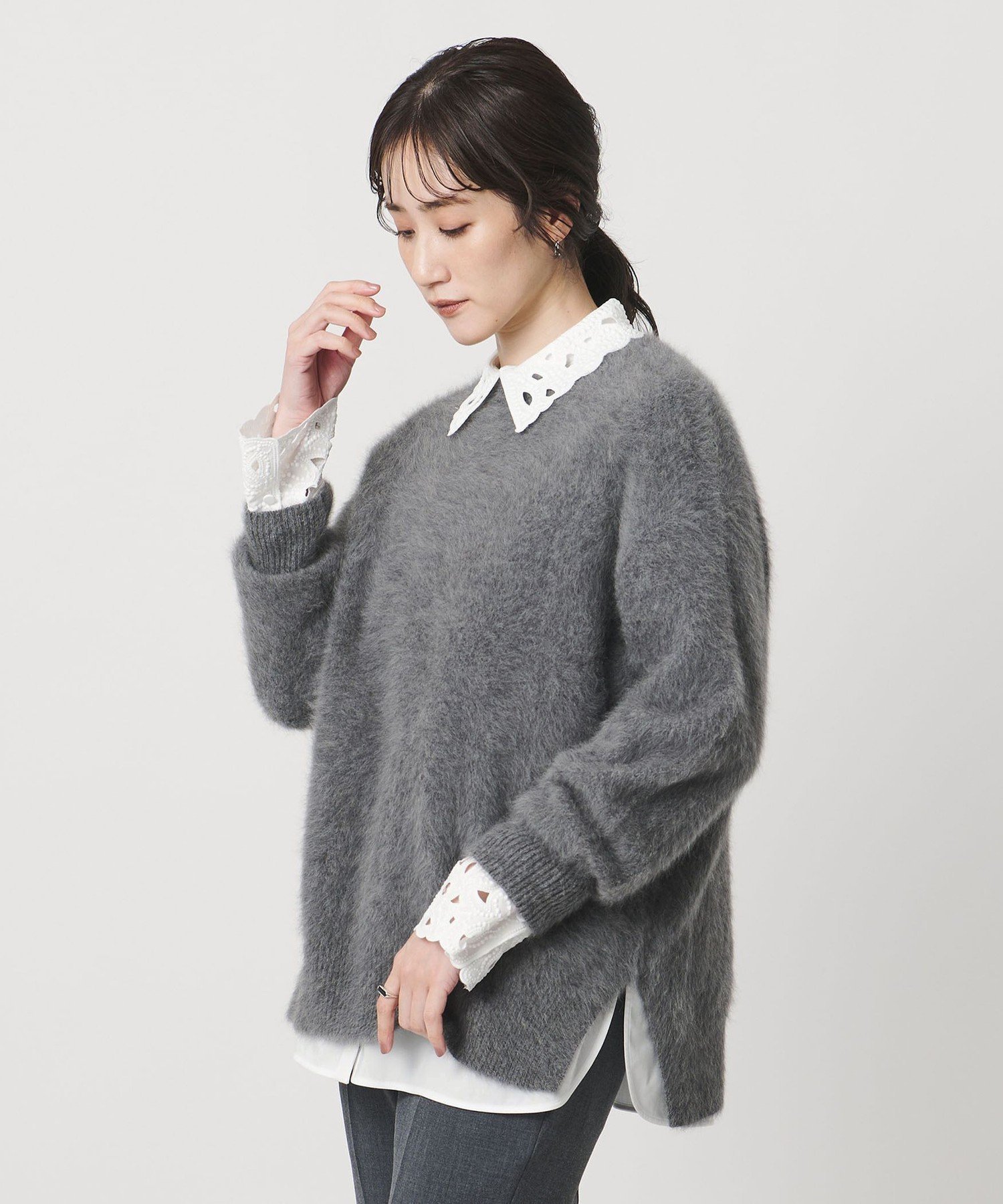 UNITED ARROWS｜エンブロイダリー カラー シャツ -ウォッシャブル