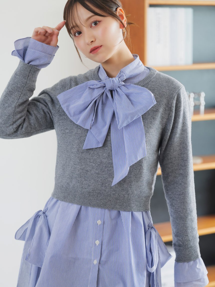 SNIDEL｜レイヤードボウタイチュニック | Rakuten Fashion(楽天