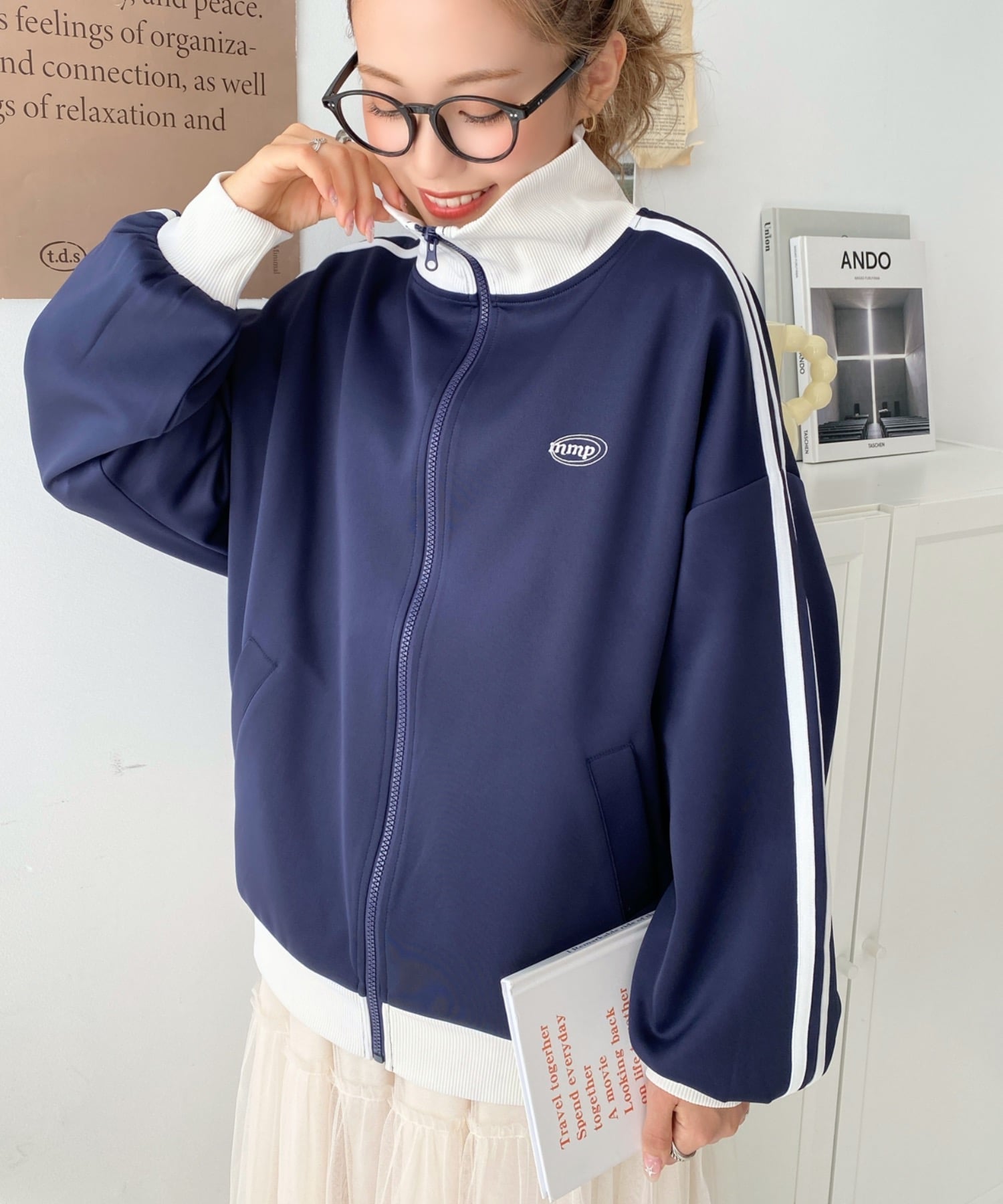 moment+｜ロゴ刺繍トラックジャケット | Rakuten Fashion(楽天