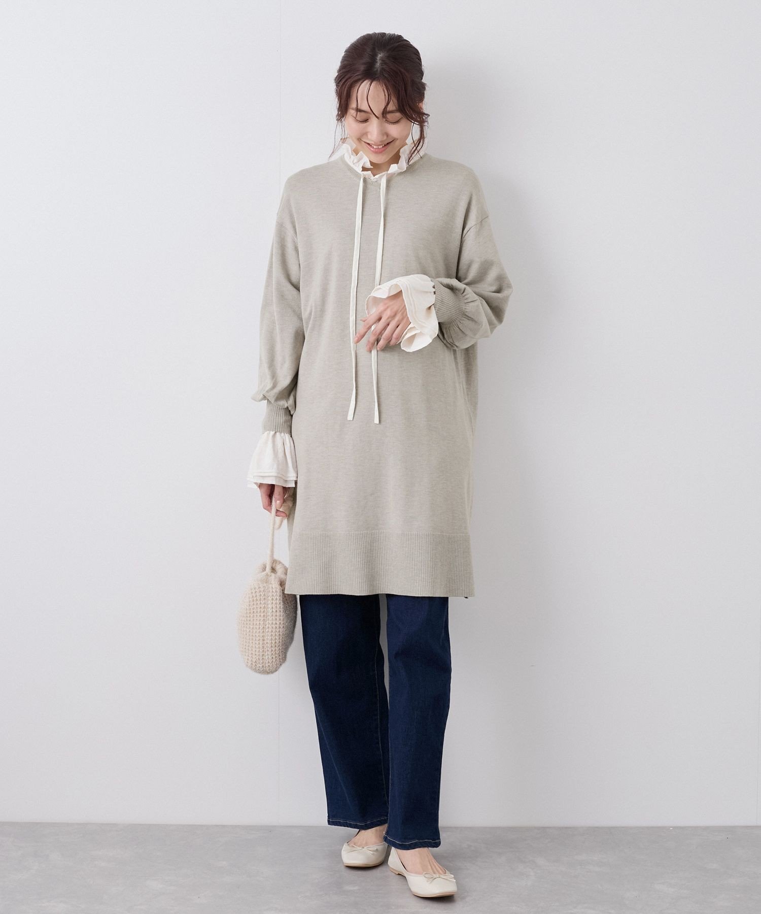 ROPE' PICNIC｜Vネックチュニックニットワンピース/保温 | Rakuten