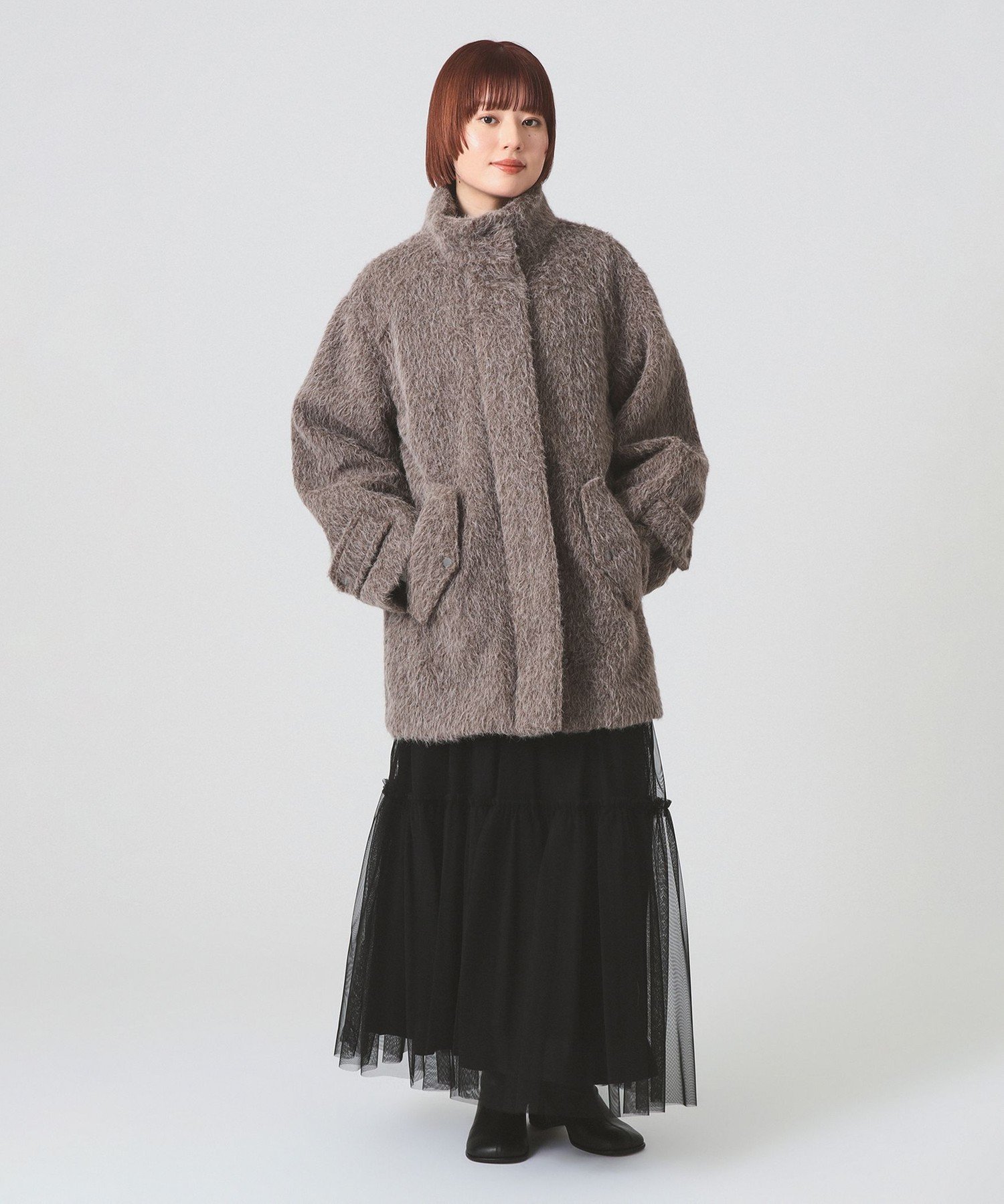 BEAMS WOMEN｜【SALE】シャギースタンド カラー ハーフ コート