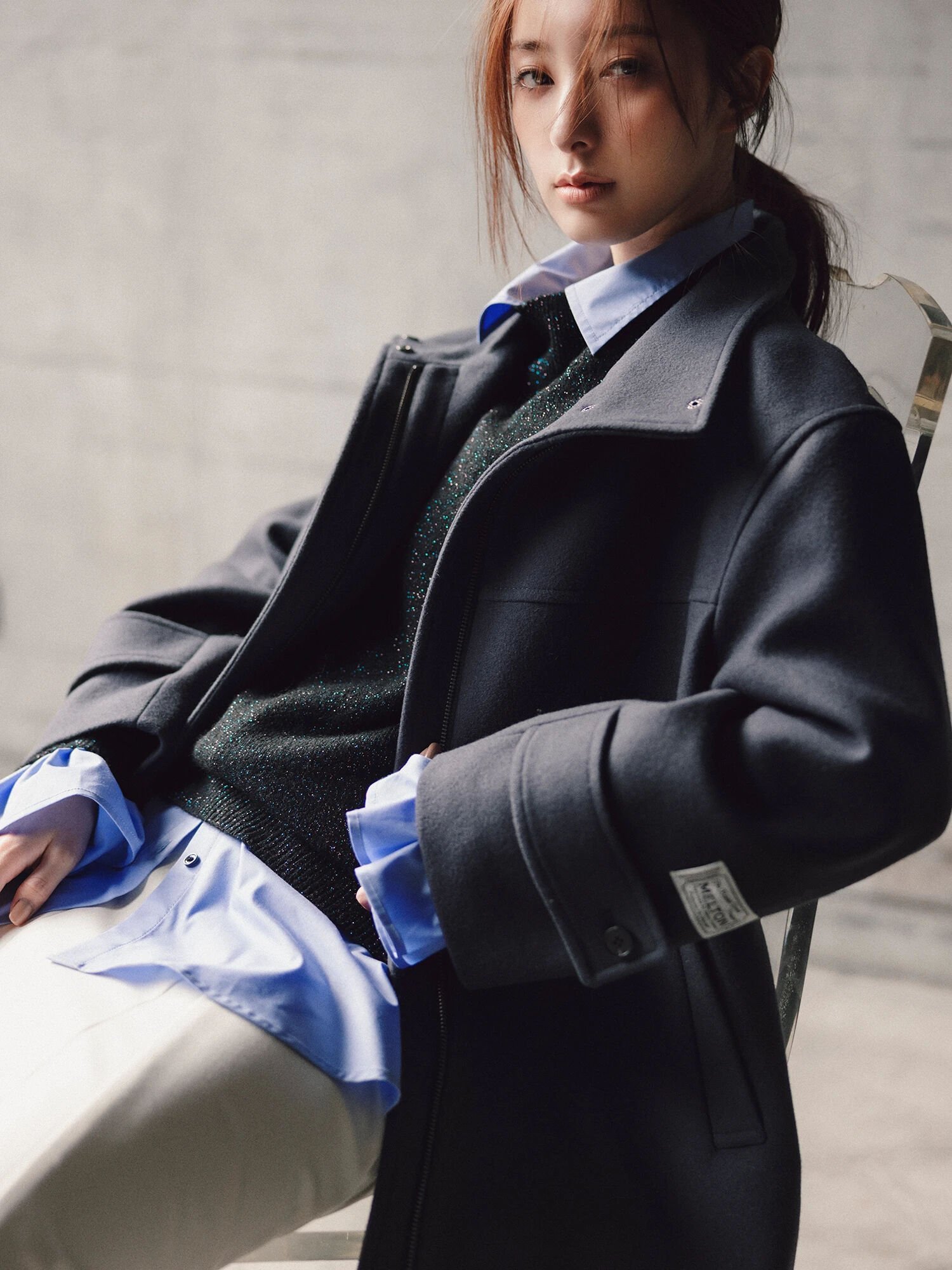 Te chichi｜【宮本茉由着用】ウールメルトンスタンドショートコート