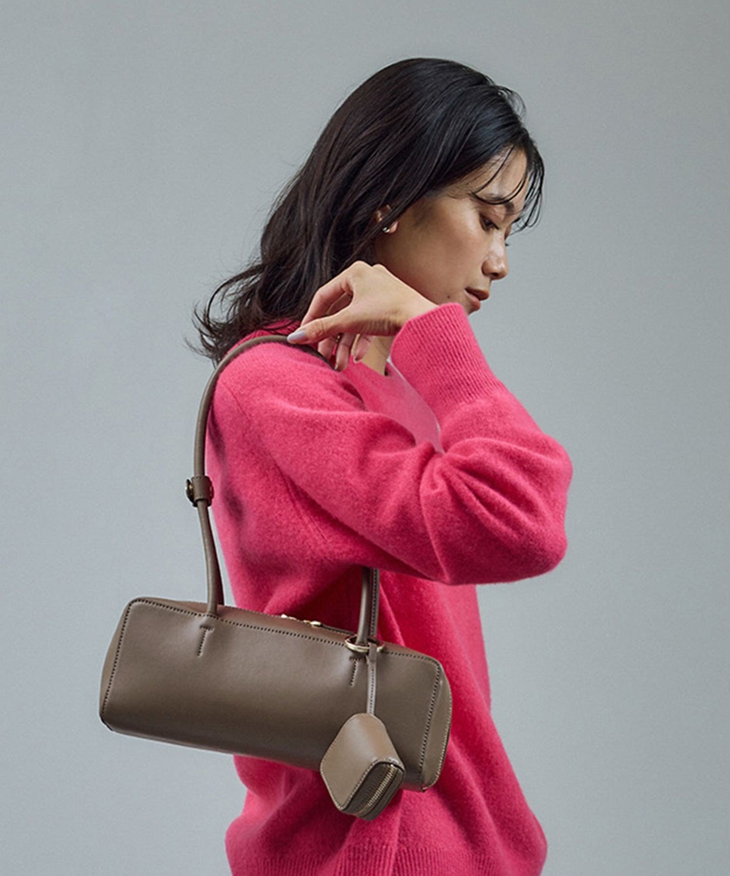 SALON adam et rope'｜ミニポーチ付きスプリットレザーワイドバッグ