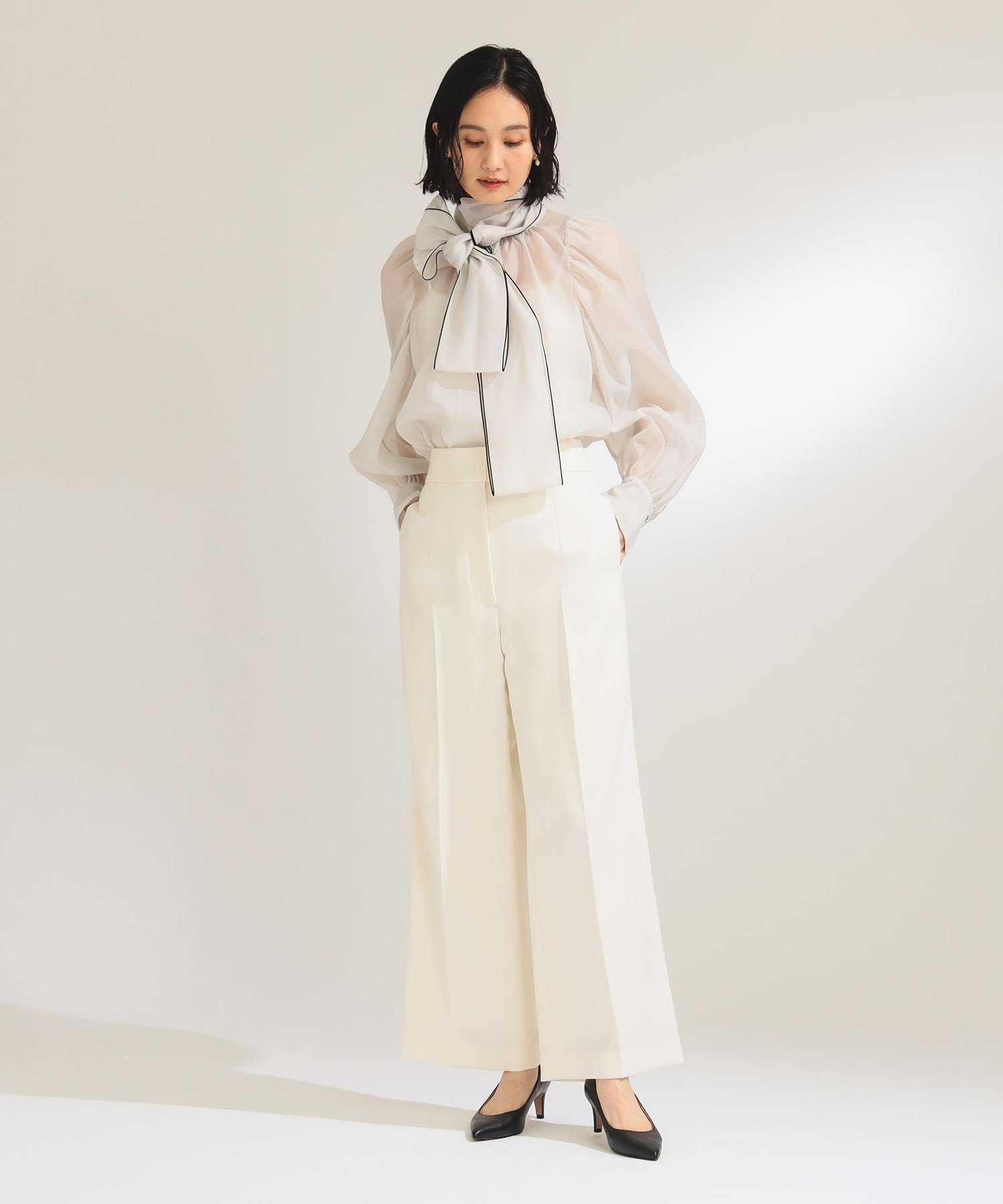 Demi-Luxe BEAMS｜【ビームスの百名品】オーガンジー リボンブラウス