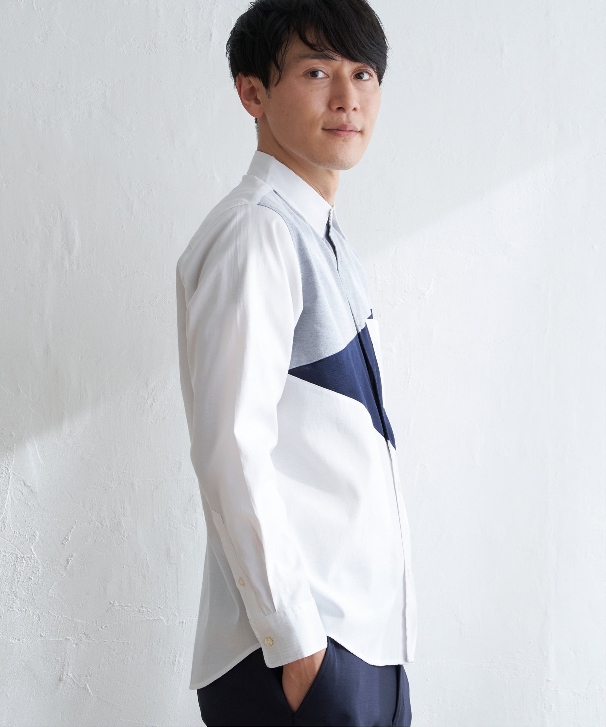 ikka｜オックスブロックス斜め切り替えシャツ | Rakuten Fashion(楽天