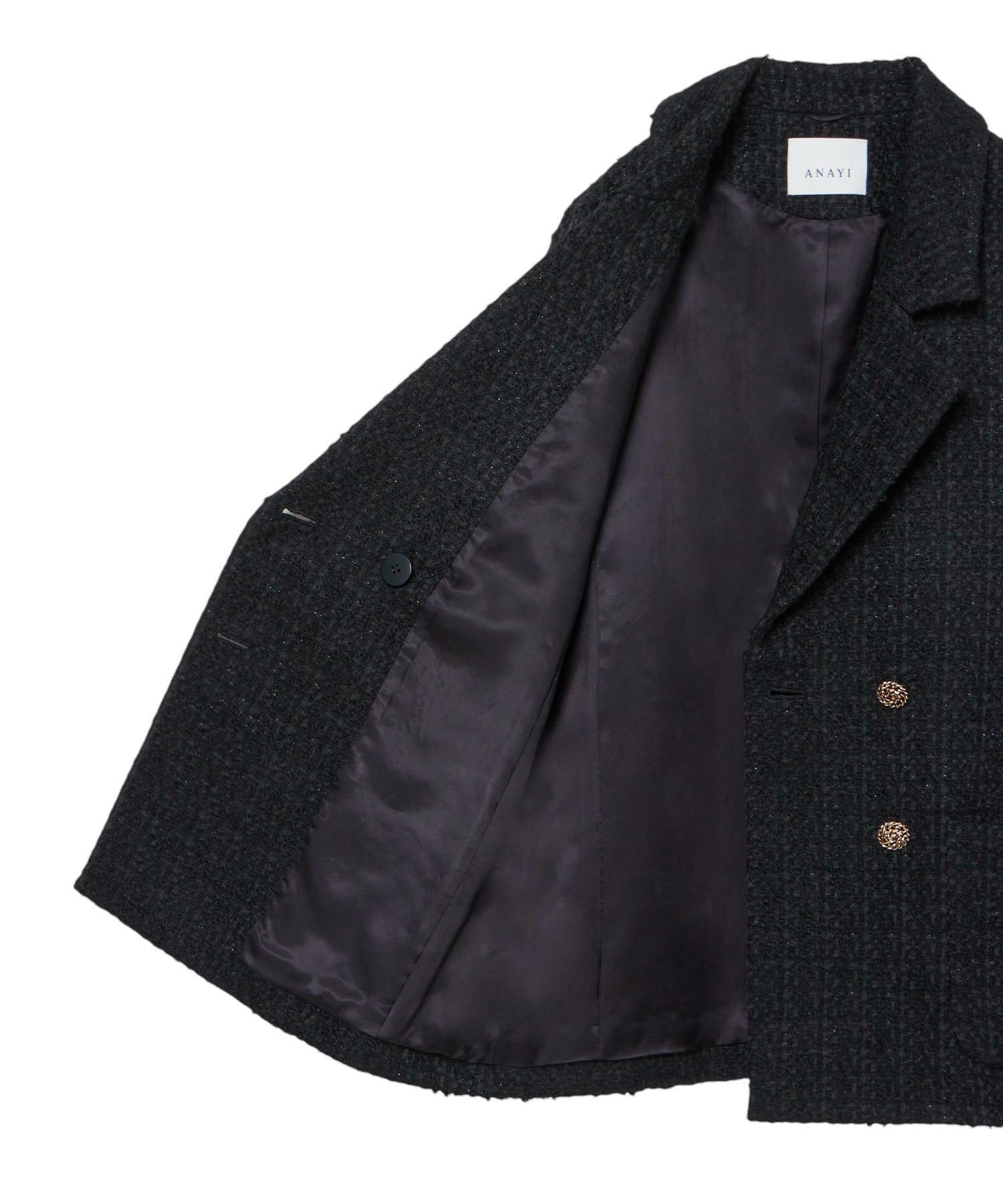 ANAYI｜ラメツイードテーラーダブルコート | Rakuten Fashion(楽天