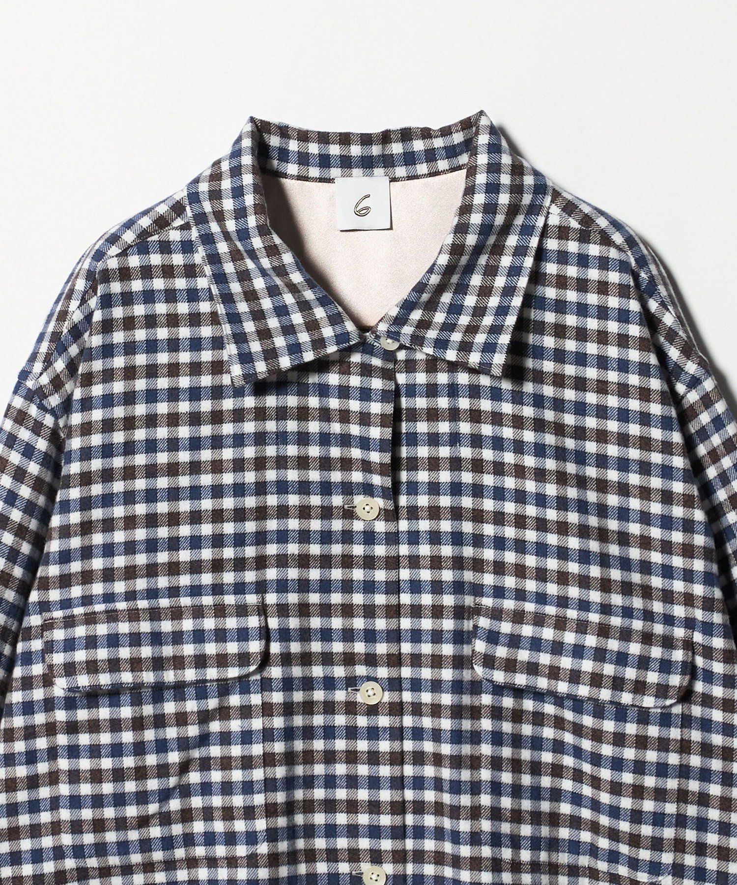 ＜6(ROKU)＞毛コットン チェックシャツ 6（ロク）の「＜6(ROKU)＞毛コットン チェックシャツ（シャツ/ブラウス