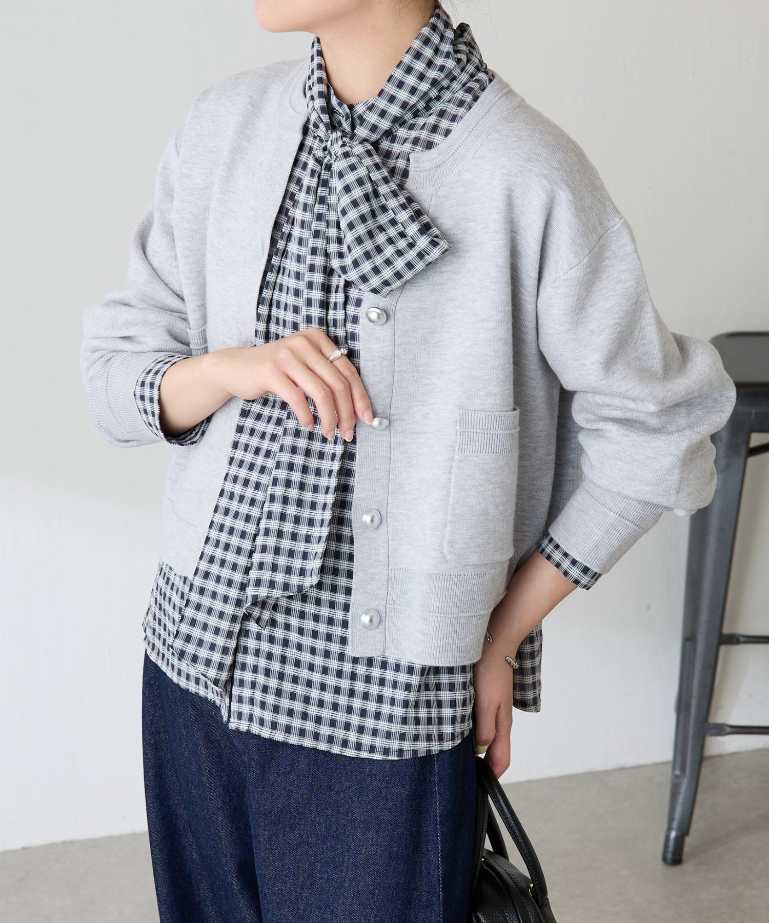 COLLAGE GALLARDAGALANTE｜スキッパースウェットライクカーディガン