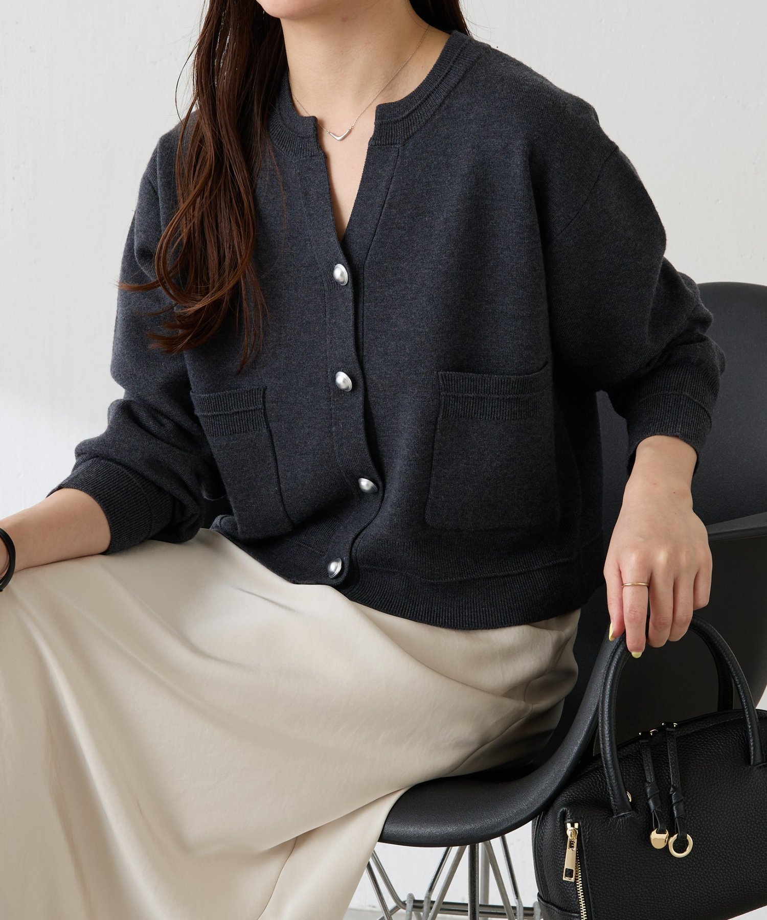 COLLAGE GALLARDAGALANTE｜スキッパースウェットライクカーディガン