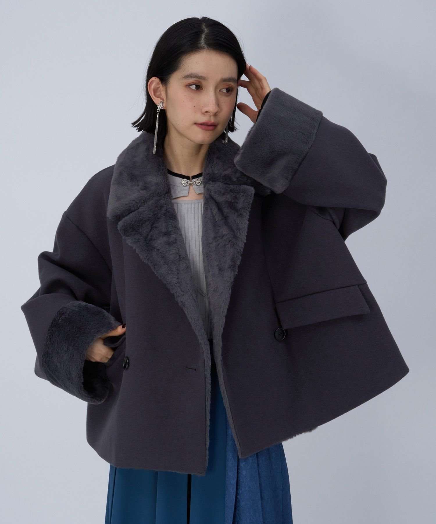 HARE｜ウーリーテックフェイクファーショートコート | Rakuten Fashion