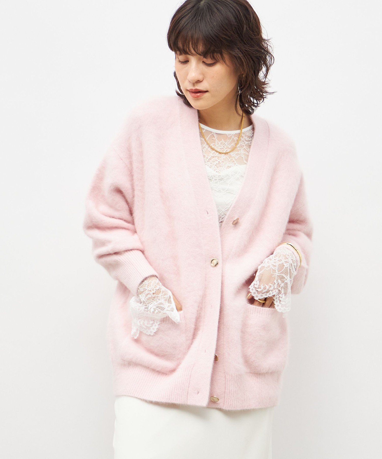 NOLLEY'S｜カシミヤ混ヘアリーVネックカーディガン | Rakuten Fashion