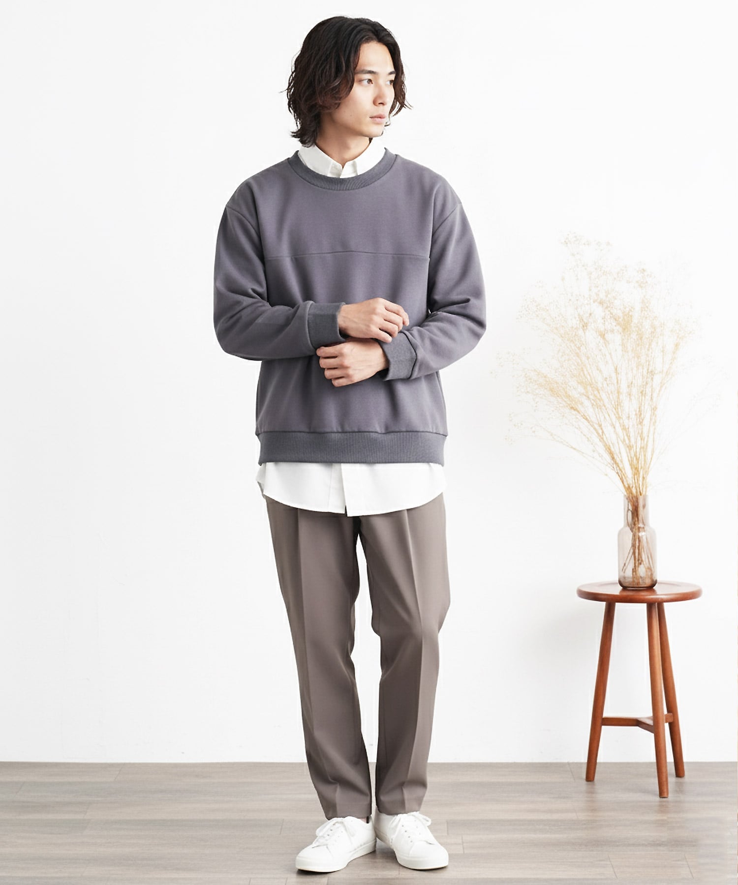 JIGGYS SHOP｜フェイクレイヤード クルーネック スウェットトレーナー