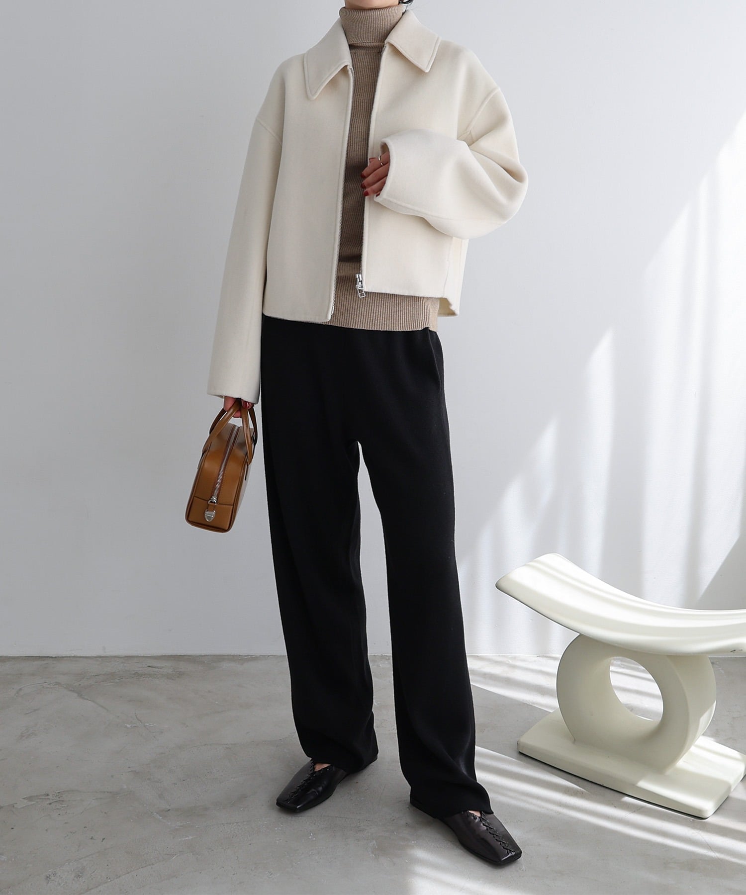 andme｜リバー ジップ ショート コート evernavy エバーネイビー