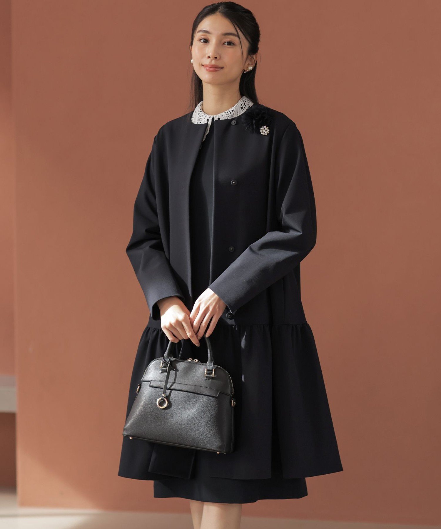 組曲｜【KUMIKYOKU NAVY】ダブルクロスストレッチ ノーカラーコート