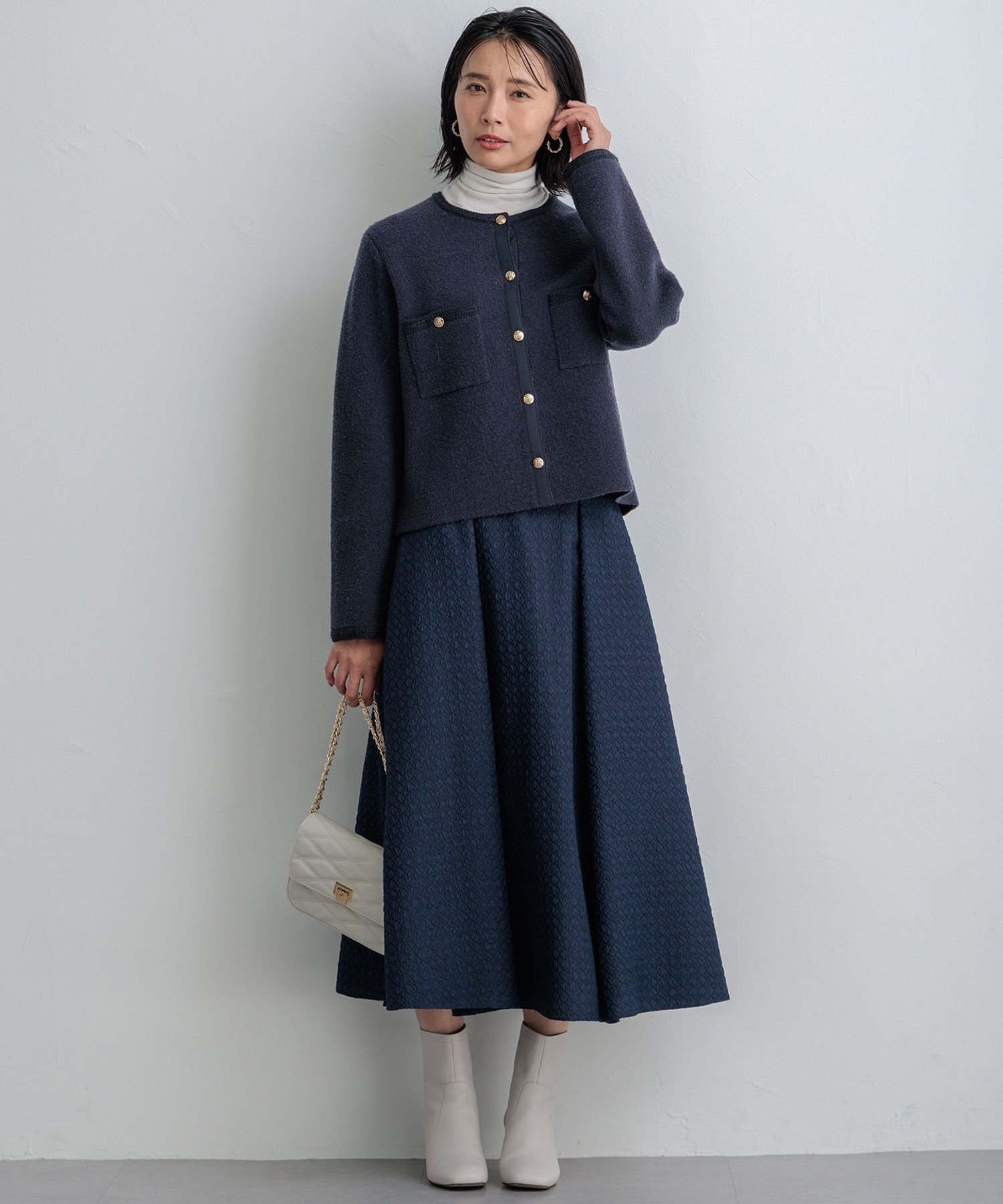 23区｜【洗える】ミニブークレニット カーディガン | Rakuten Fashion