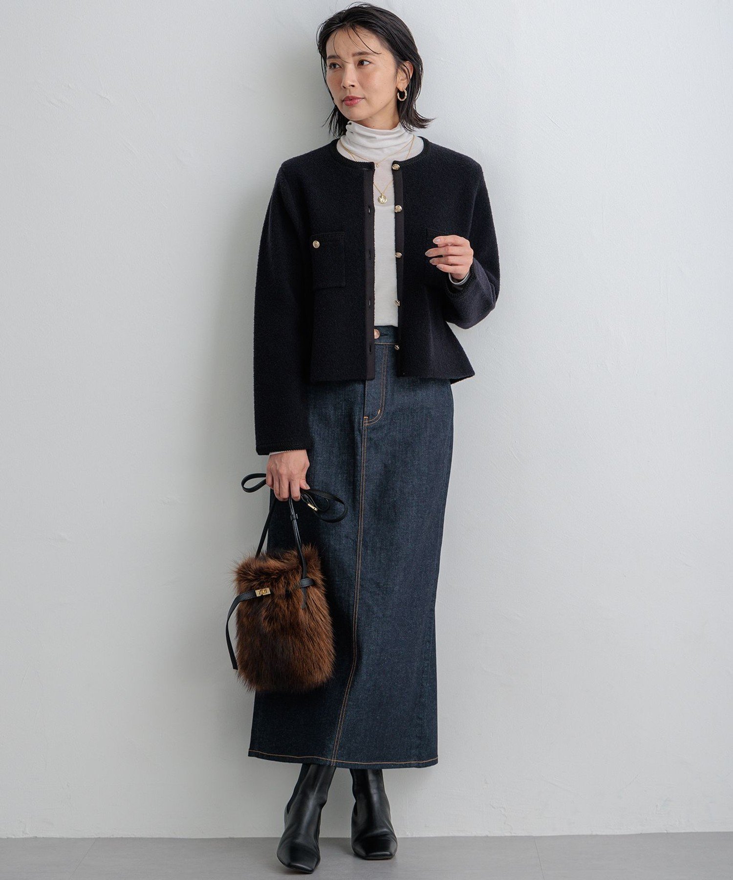 23区｜【洗える】ミニブークレニット カーディガン | Rakuten Fashion