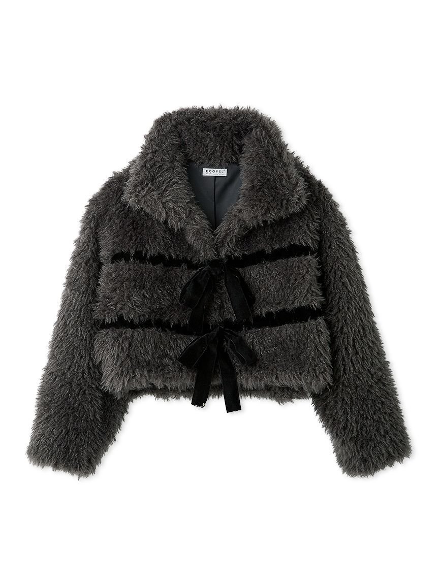 SNIDEL｜Sustainableリボンボアショートコート | Rakuten Fashion(楽天