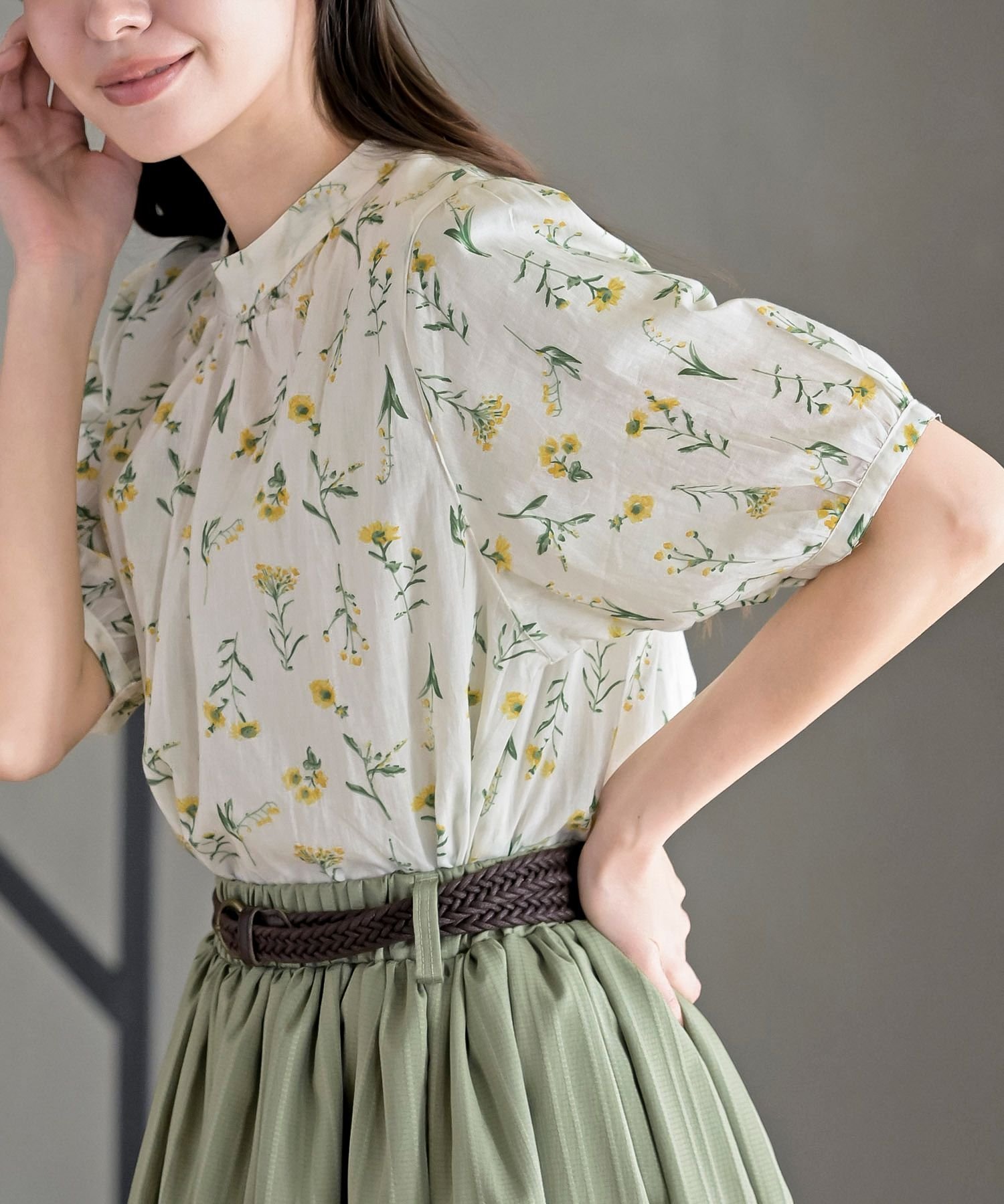 rps｜花柄プチハイネック7分袖ブラウス | Rakuten Fashion(楽天